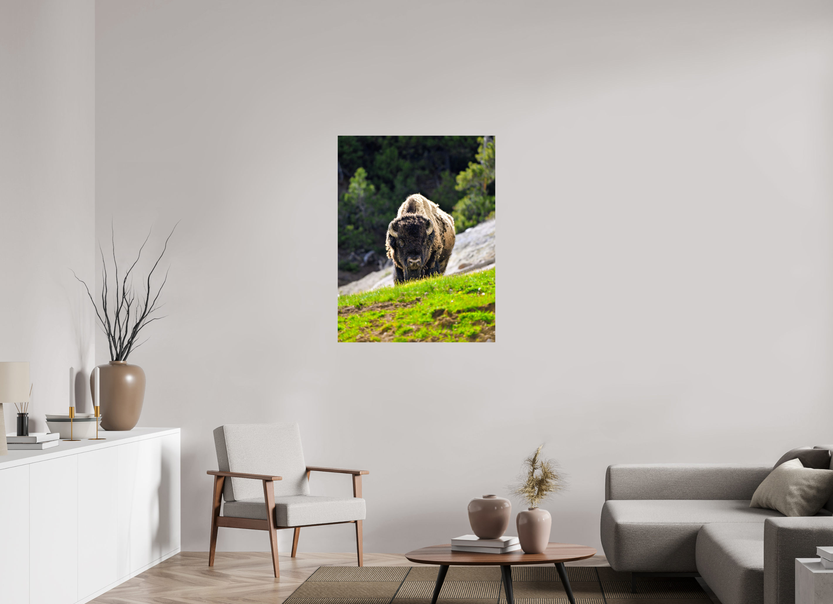31 x 40.7″, METAL Bison Portrait