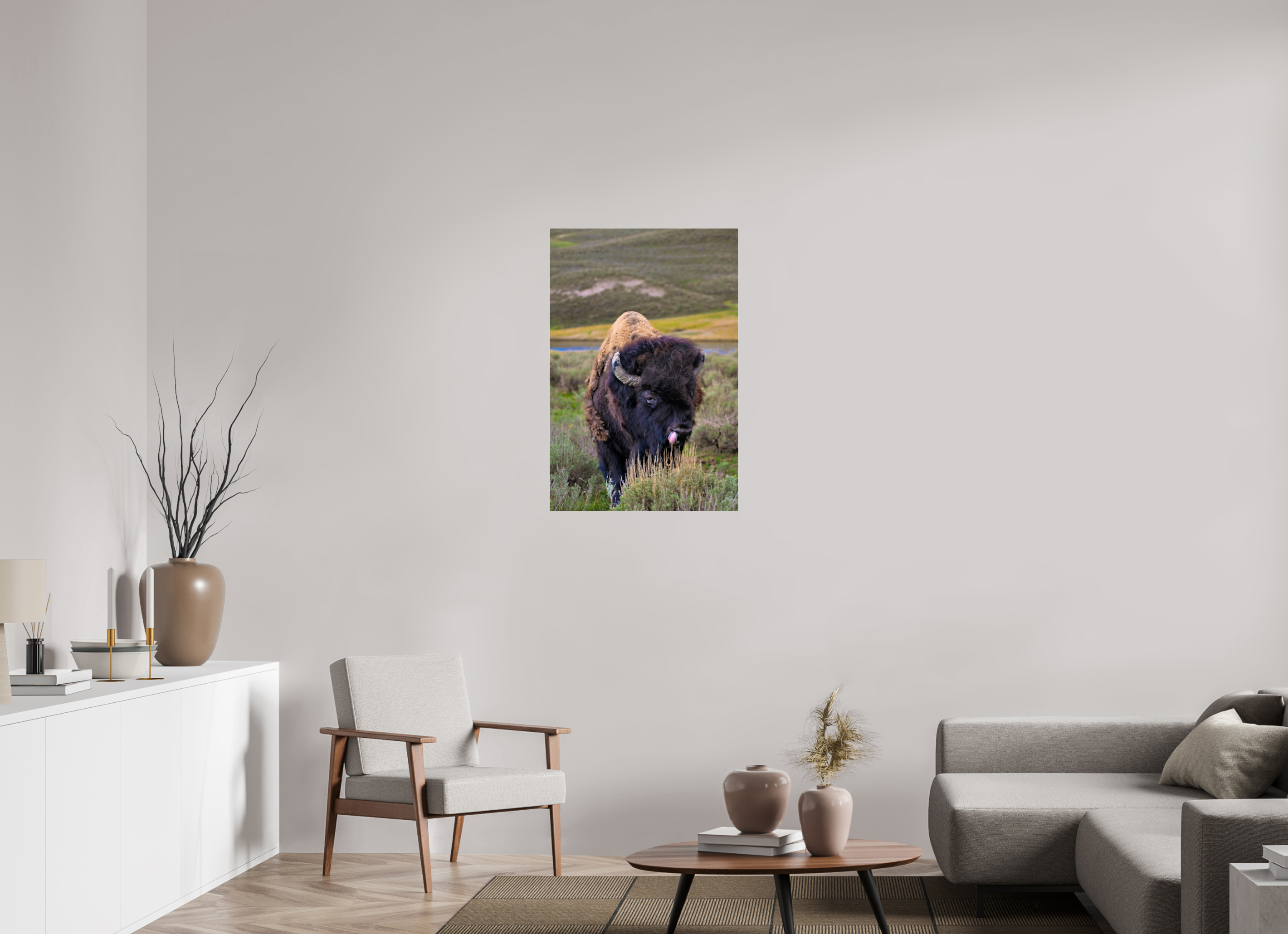 24 x 36″, ACRYLIC Bison with Tongue
