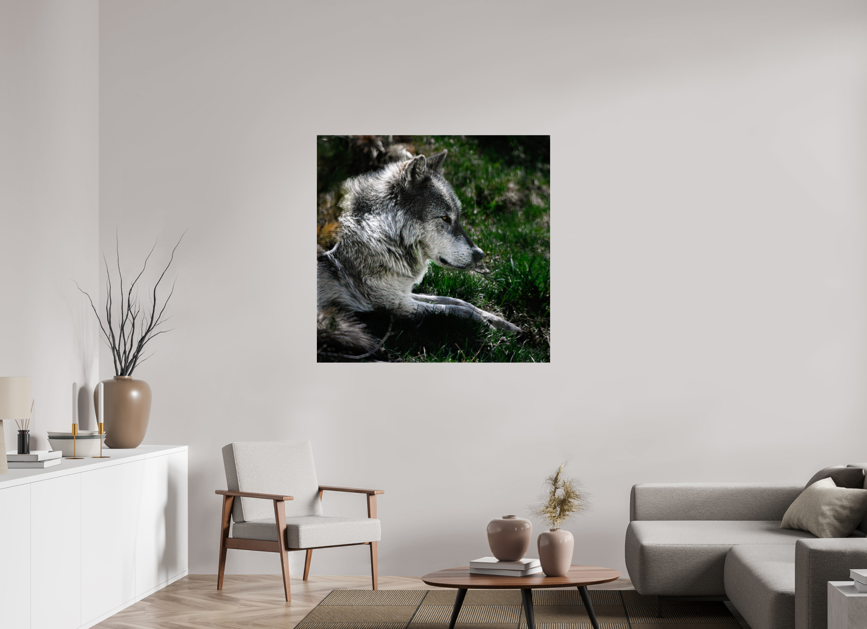 44.1 x 43″, METAL Wolf Side Profile