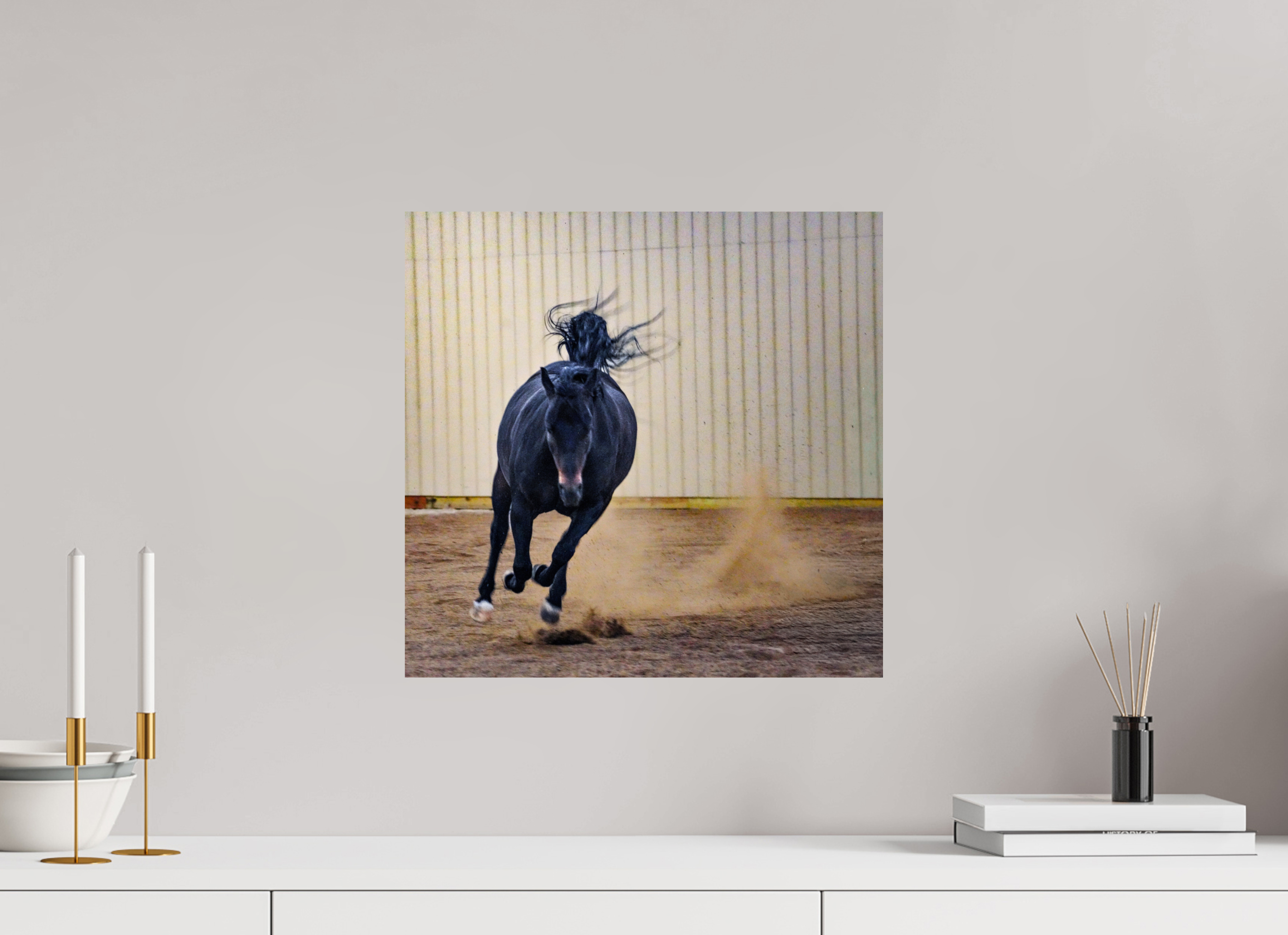 16.4 x 16″, METAL Bella Kicking Up Dust