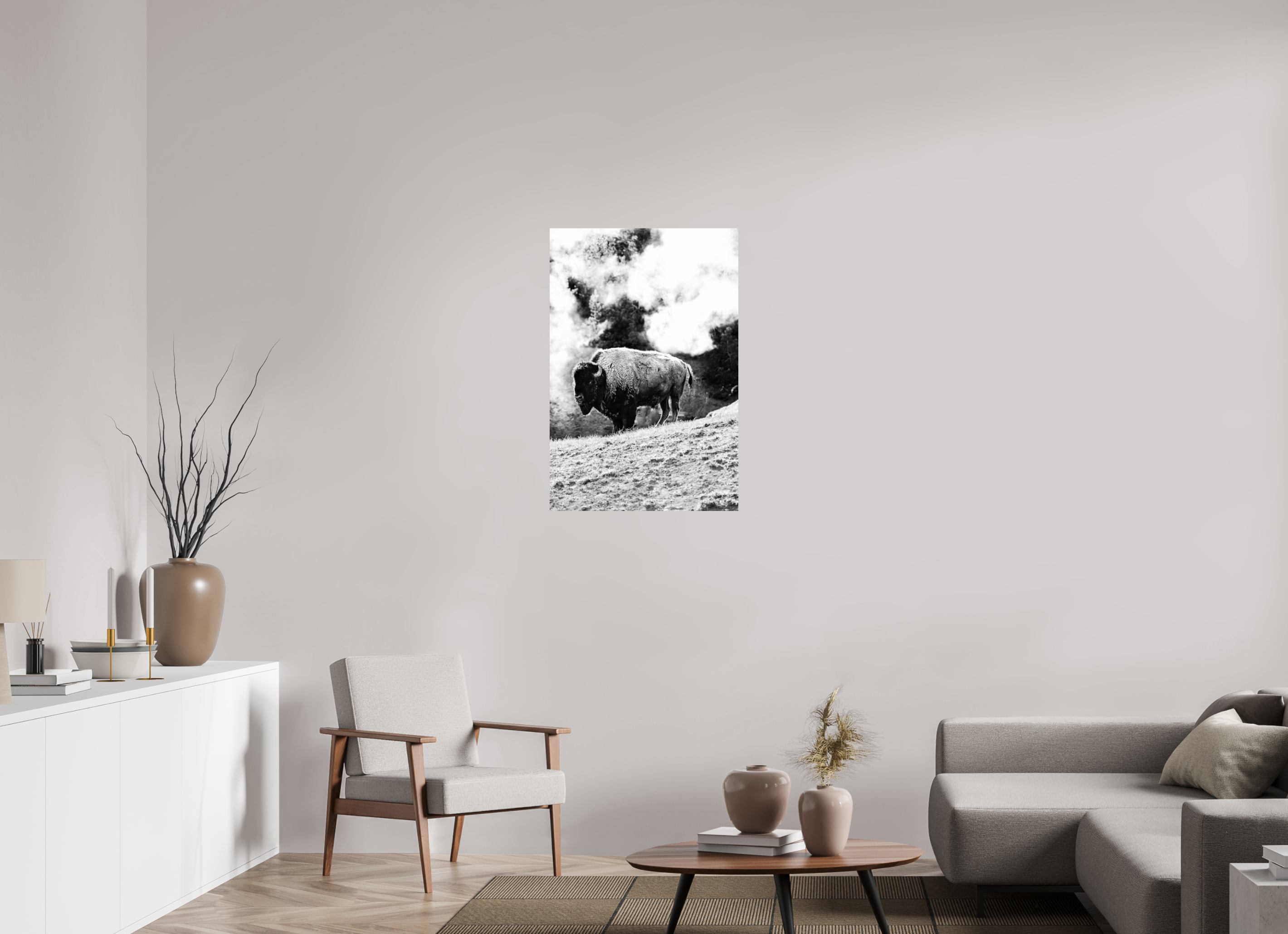 24 x 36″, METAL Monochrome Bison