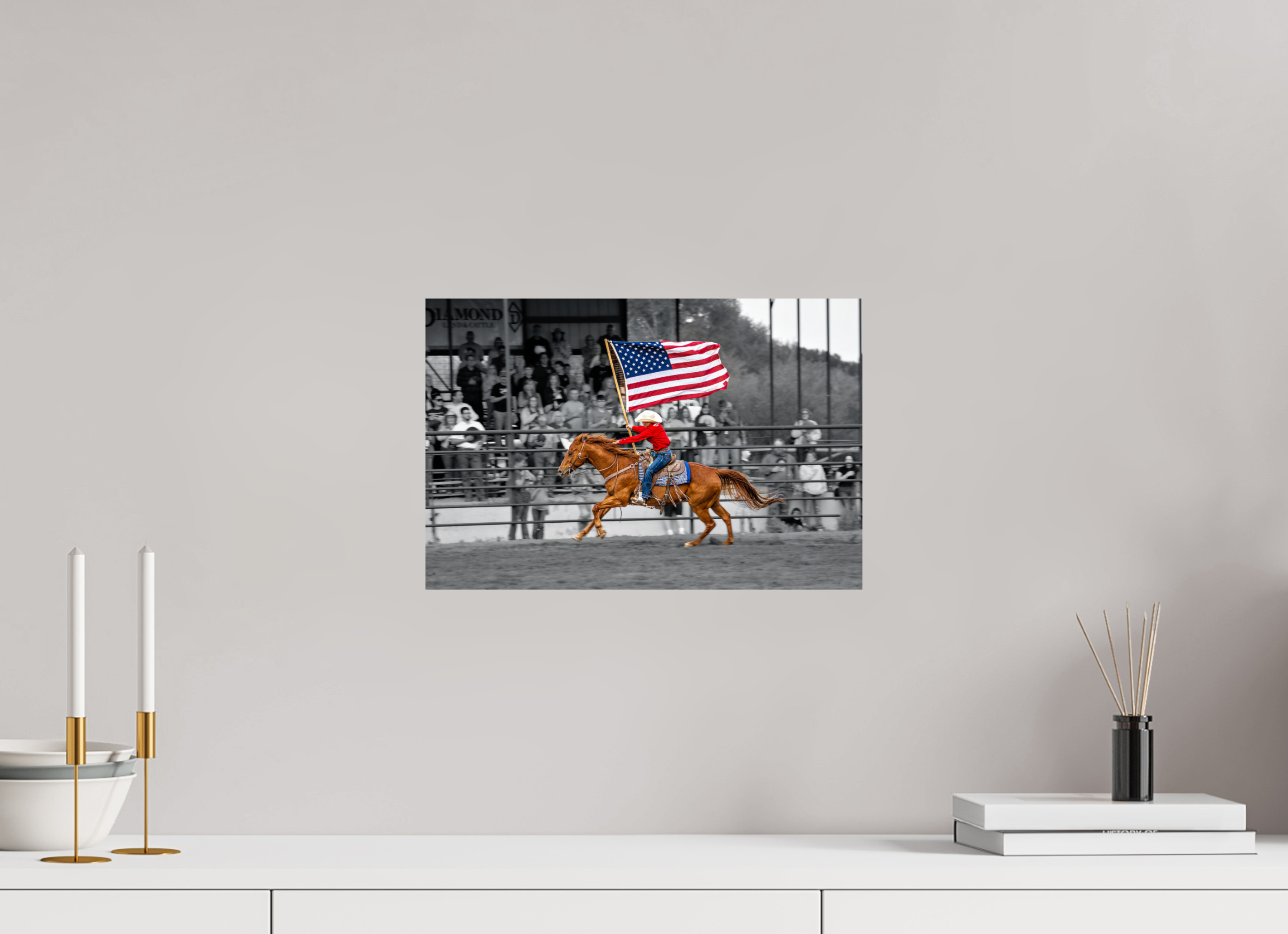 15 x 10″, METAL American Flag Rodeo Rider