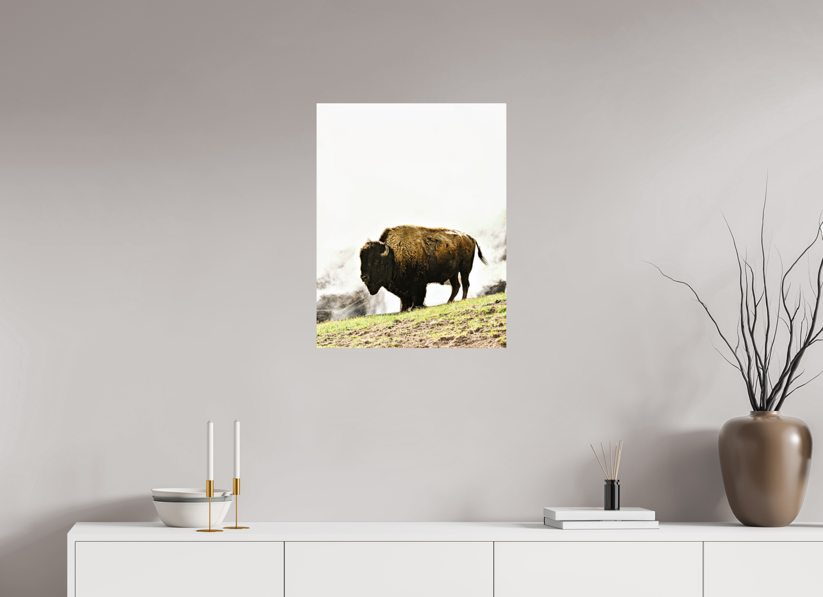 20 x 25.8″, METAL Bison with Steam