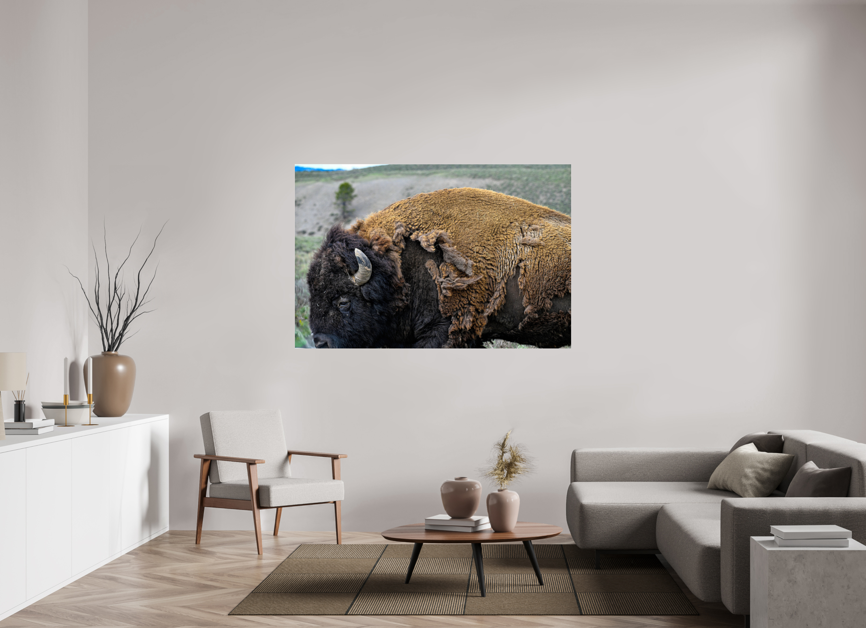 66 x 44″, ACRYLIC Bison side profile