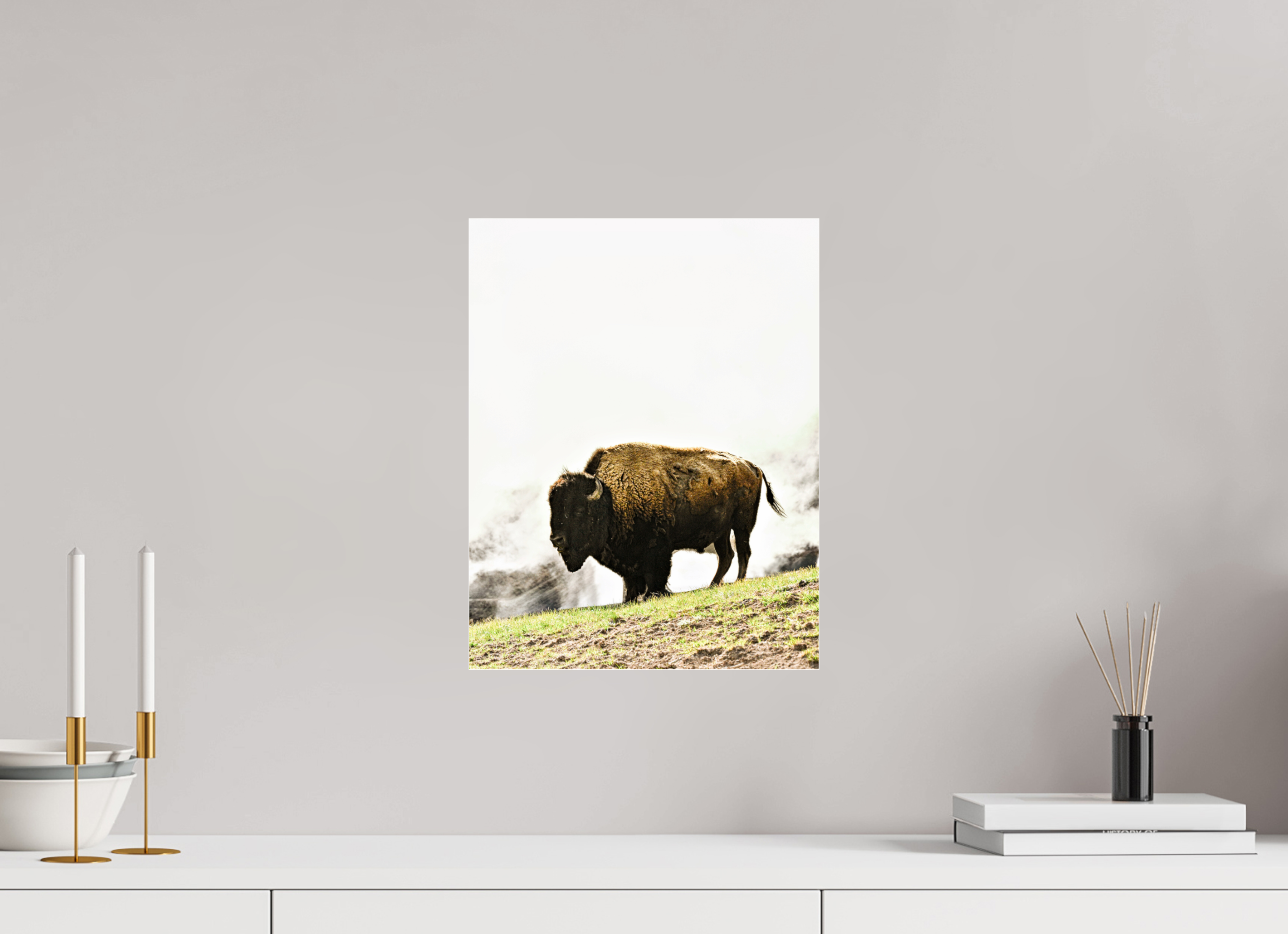 12 x 15.5″, ACRYLIC Bison with Steam