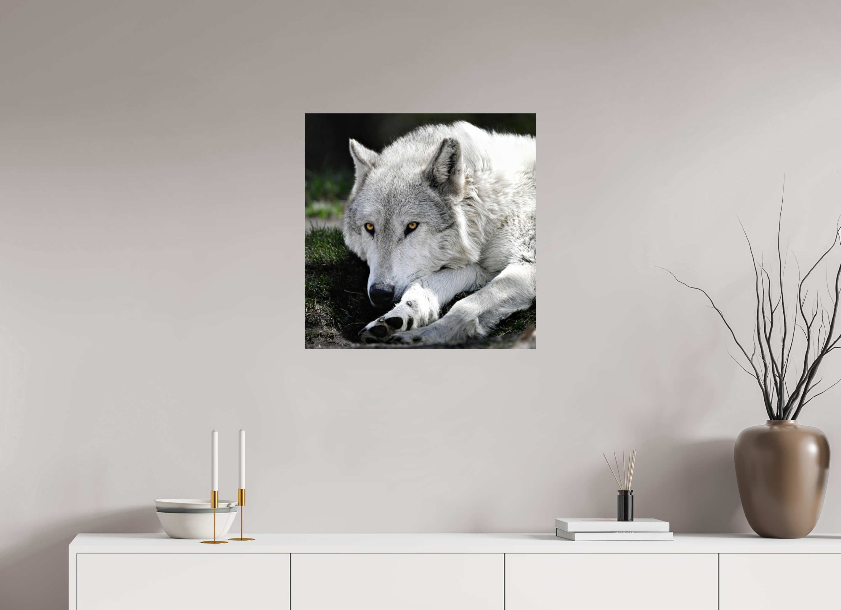 24 x 24.5″, PHOTO PAPER Wolf With Yellow Eyes