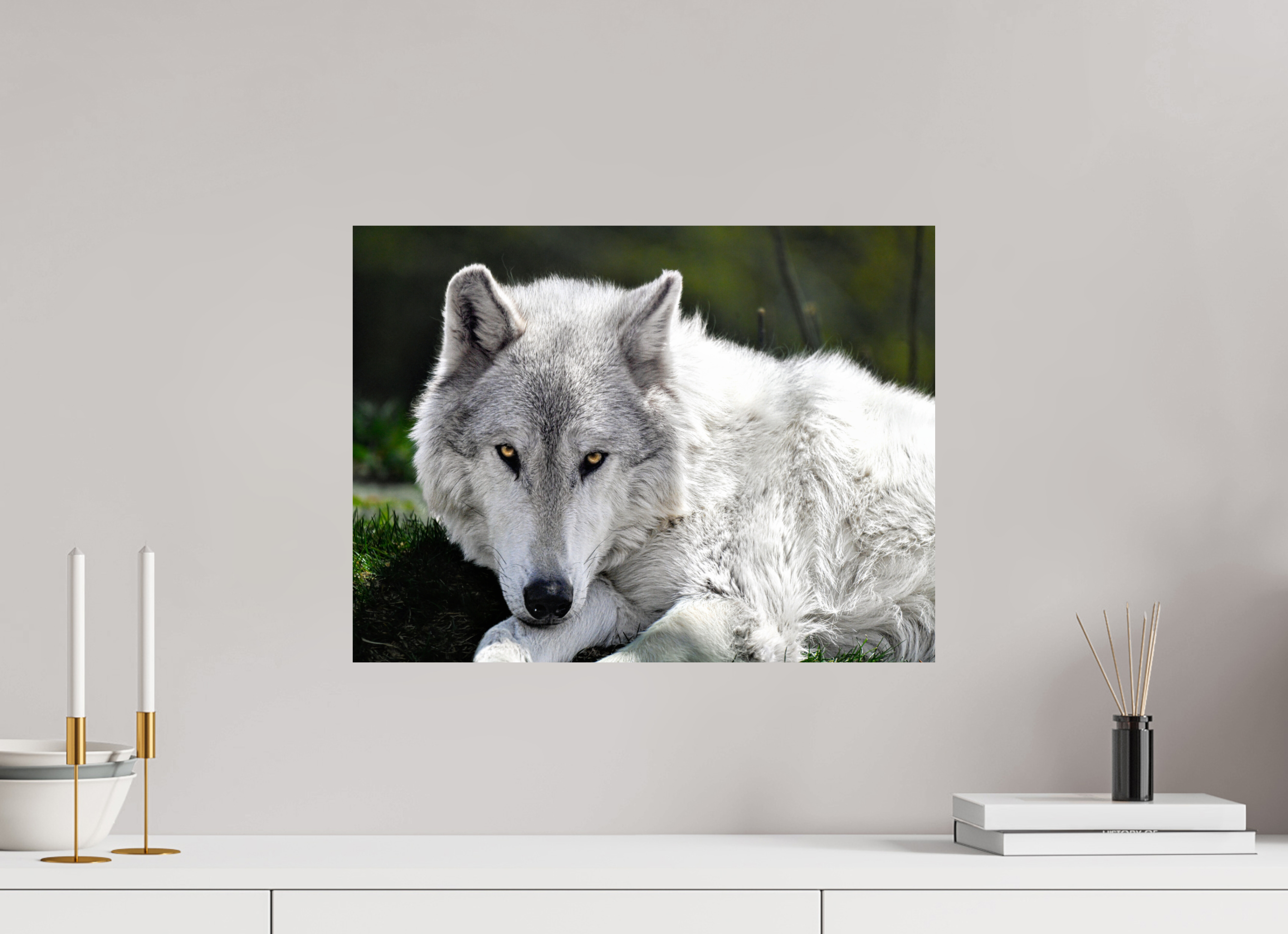20 x 15″, METAL Wolf with Yellow Eyes