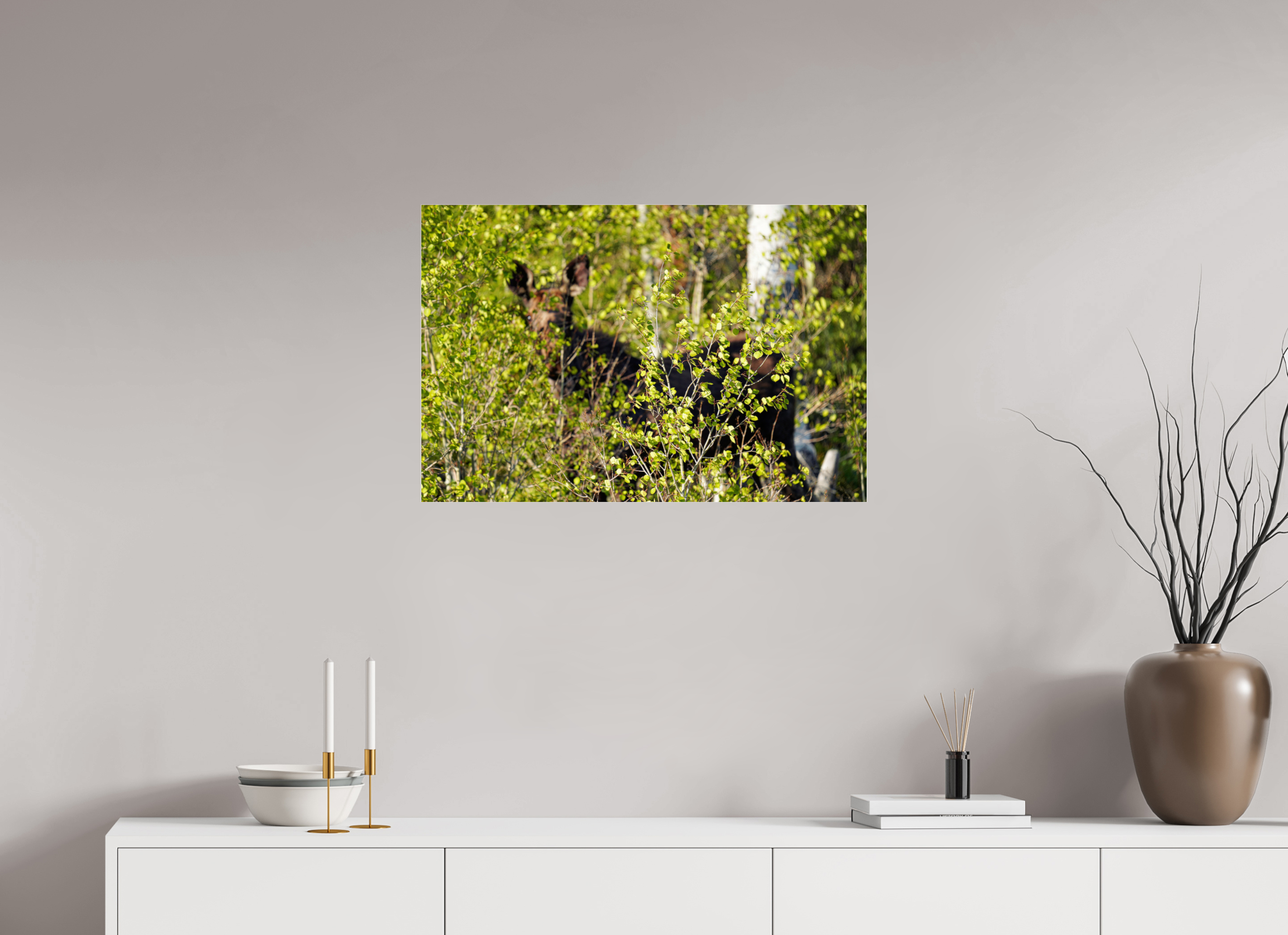30 x 20″, ACRYLIC “Peek a Boo” Moose