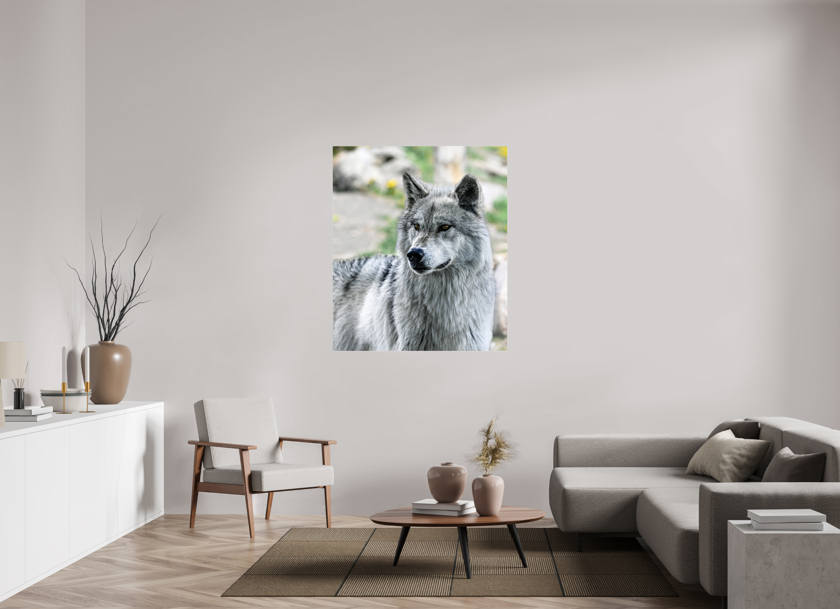 43 x 50.5″, ACRYLIC Wolf Portrait