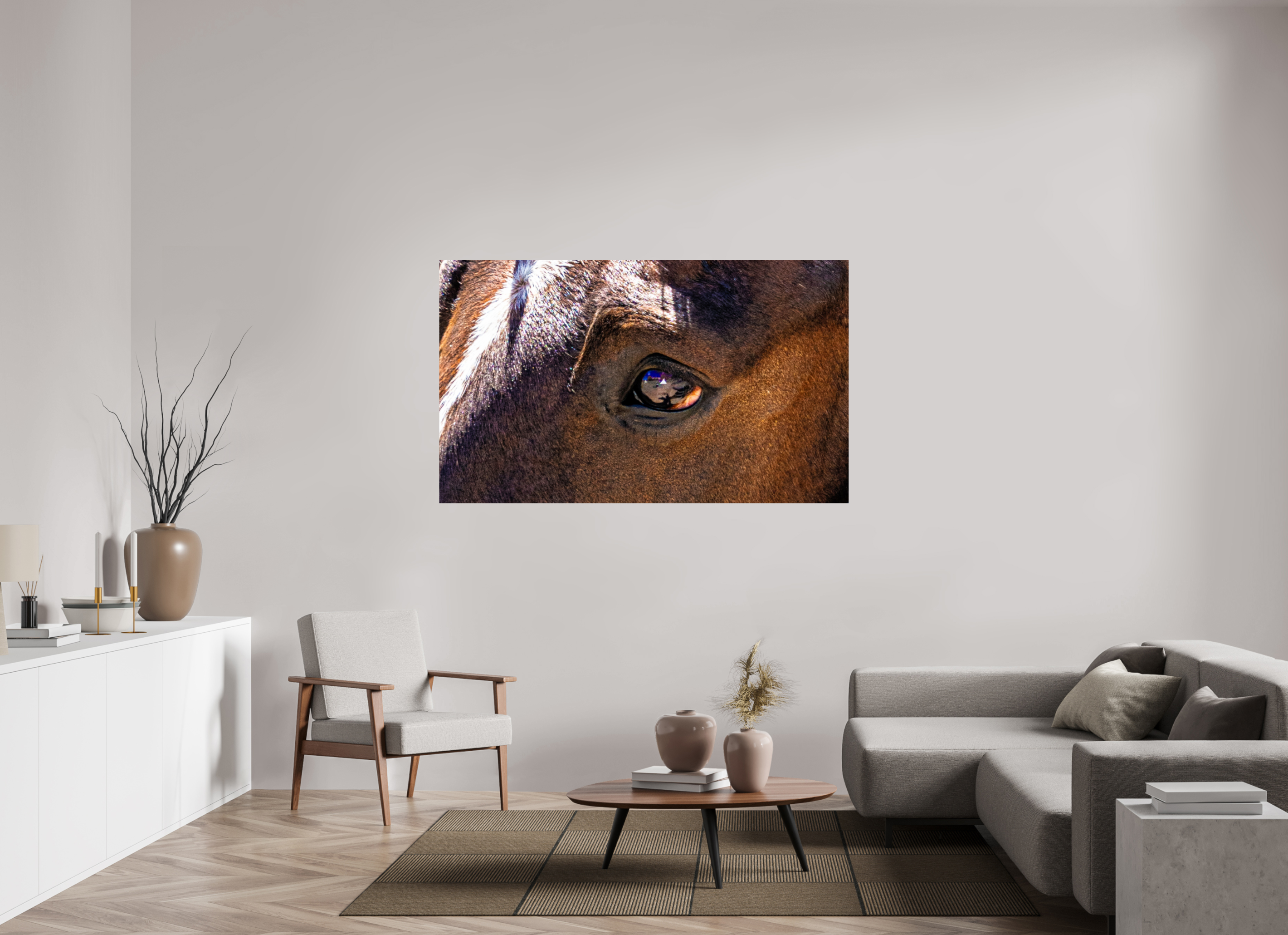 65.7 x 39″, METAL Pack Horse Eye