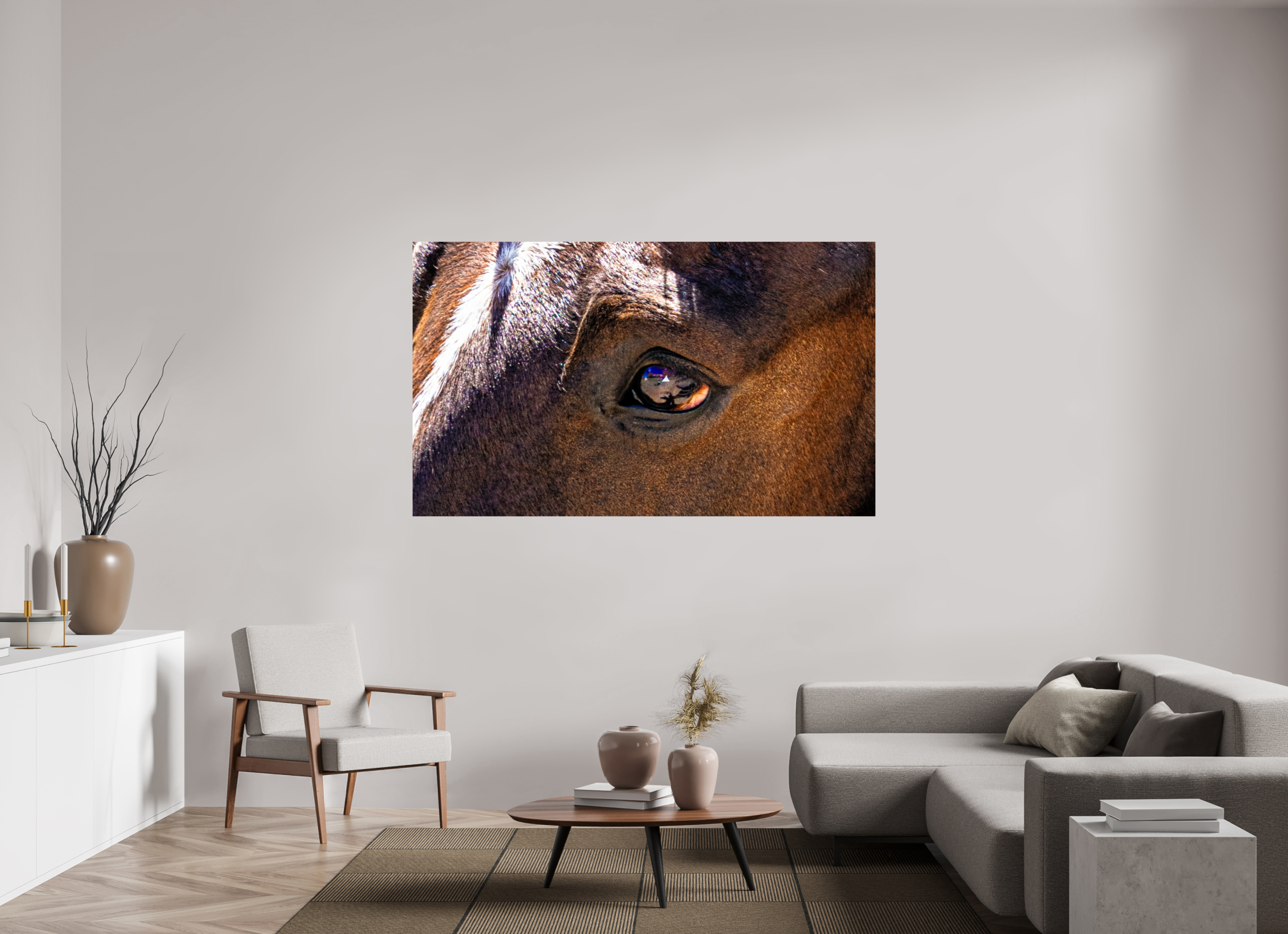 72.5 x 43″, METAL Pack Horse Eye