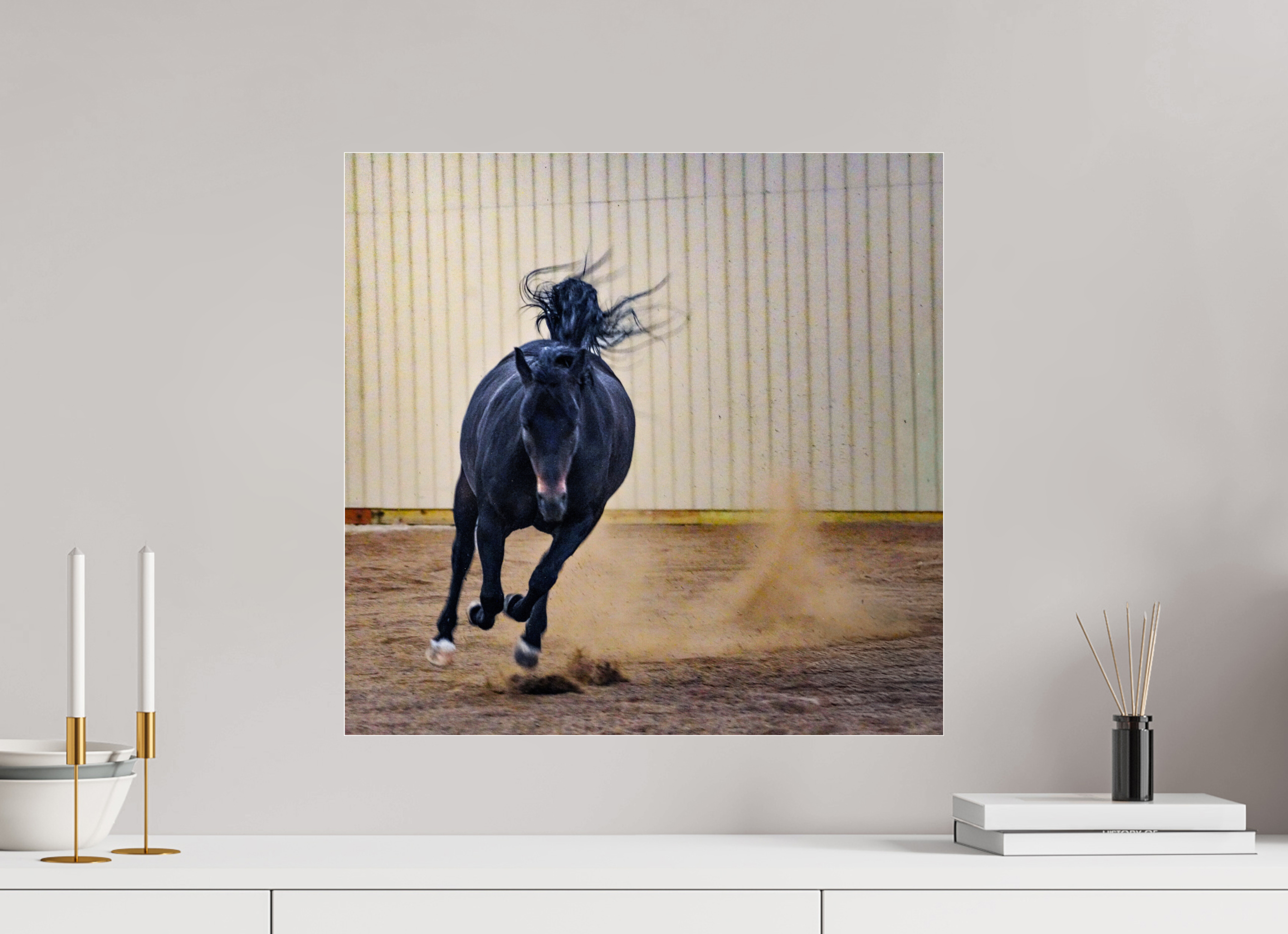 20.6 x 20″, ACRYLIC Bella Kicking Up Dust