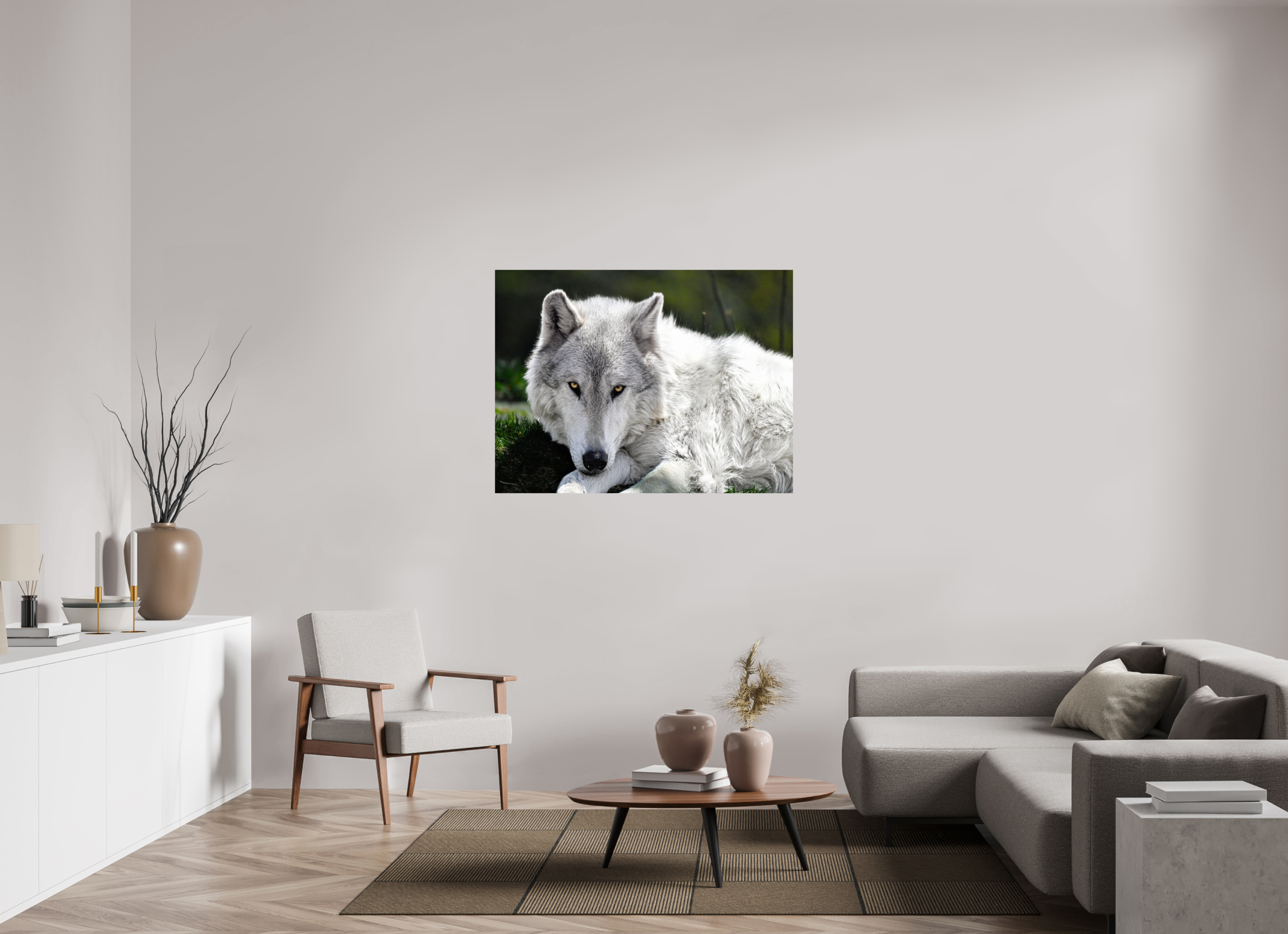 48 x 36″, PHOTO PAPER Wolf with Yellow Eyes