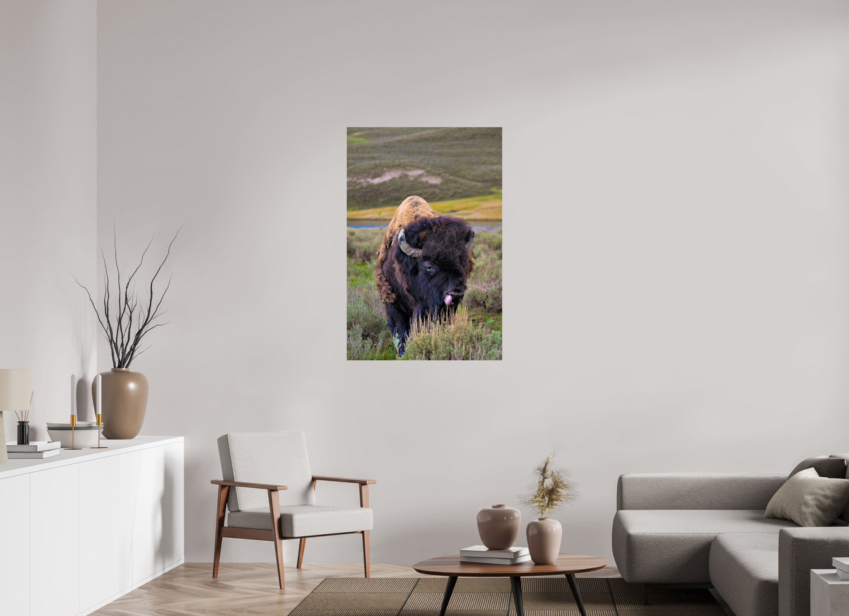 30 x 45″, METAL Bison with Tongue
