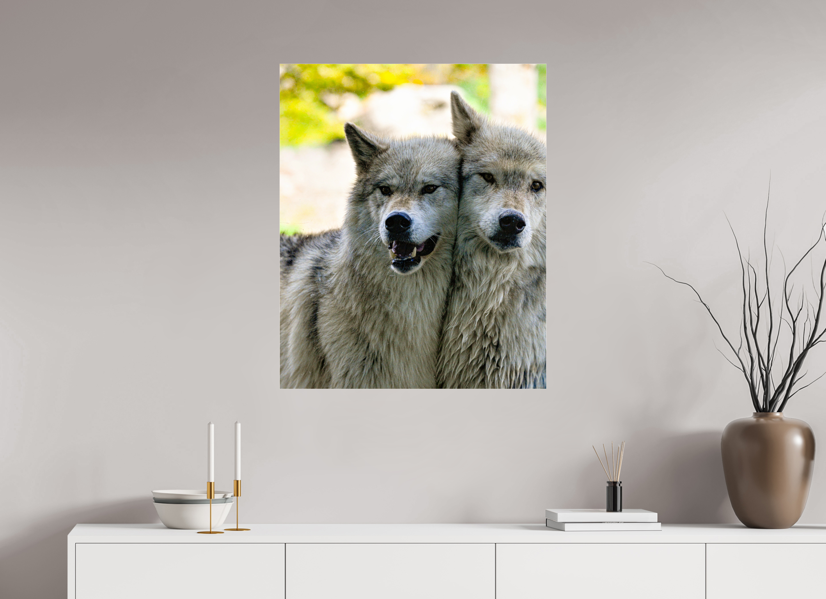 28 x 34.1″, ACRYLIC Wolf Friends