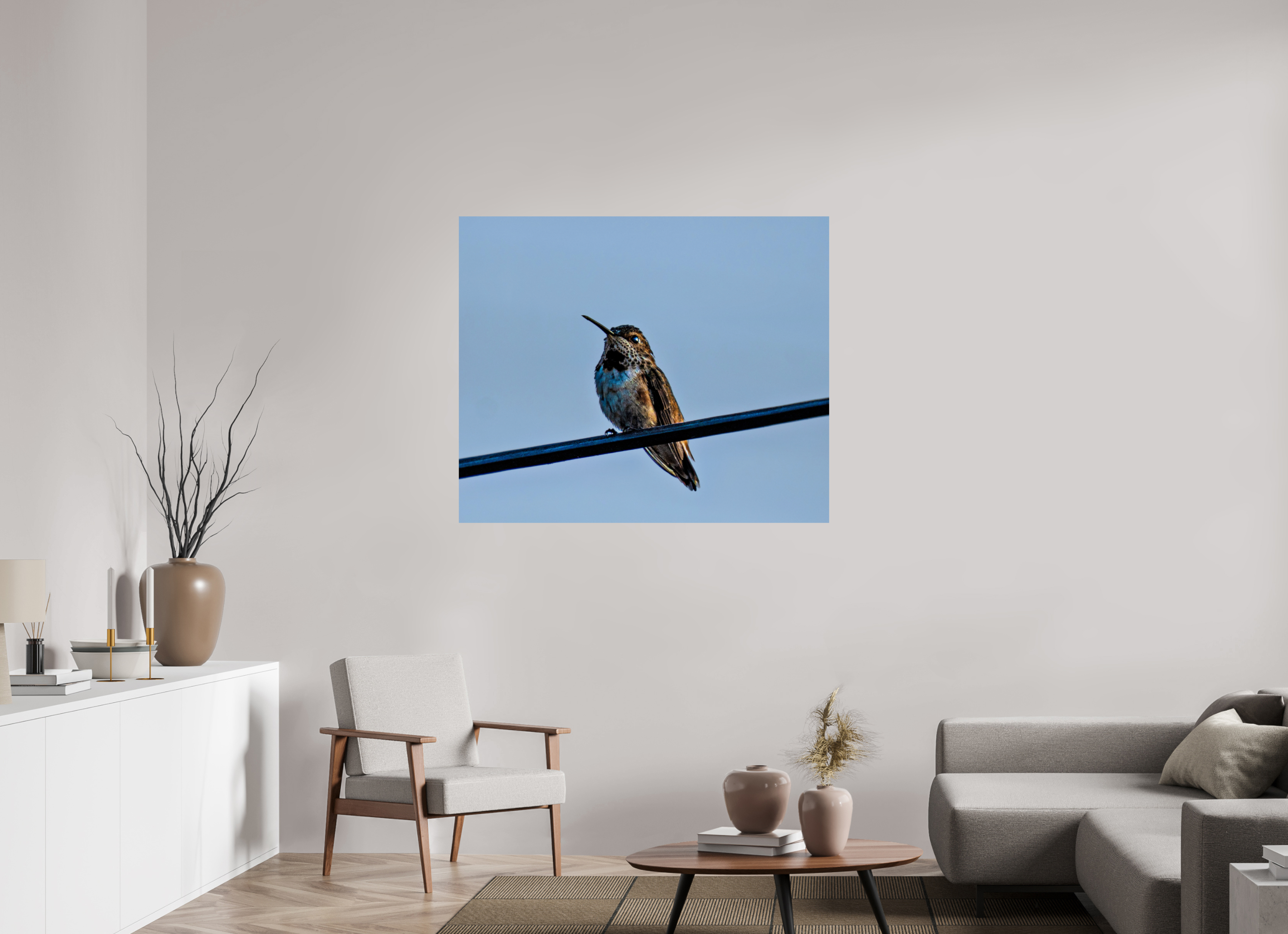 47.1 x 39″, METAL Hummingbird