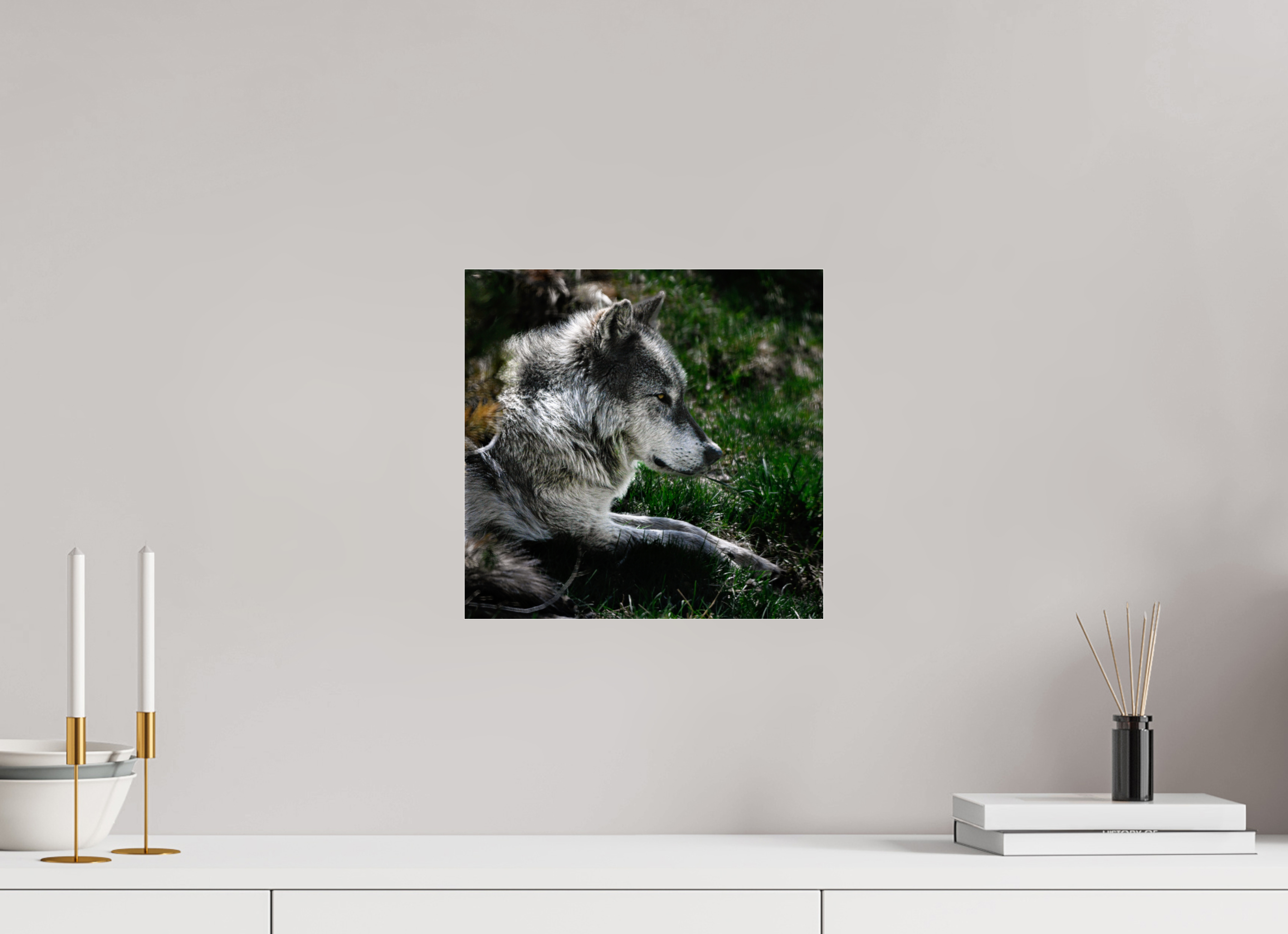 12.3 x 12″, ACRYLIC Wolf Side Profile