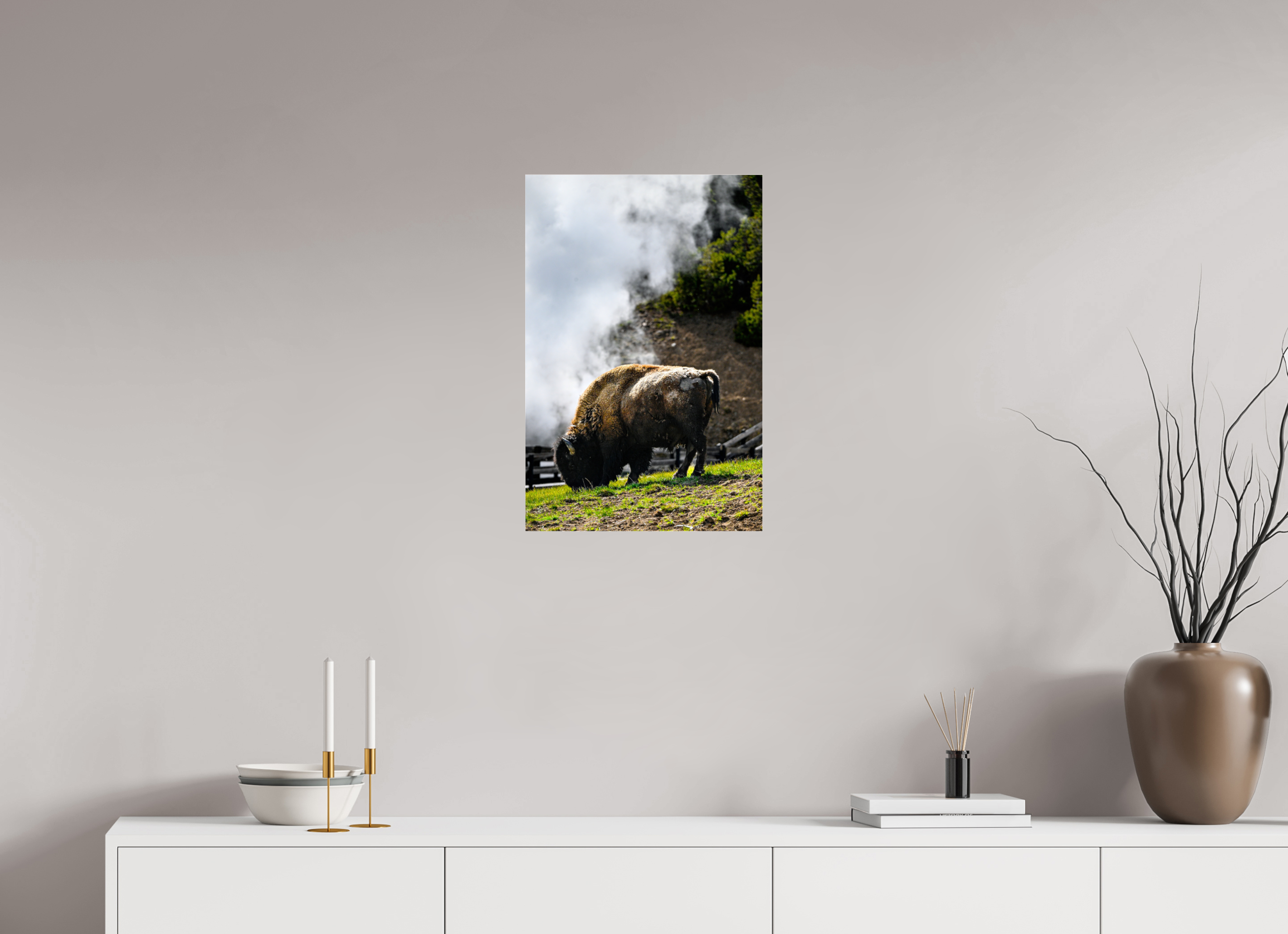 16 x 24″, ACRYLIC Bison Grazing