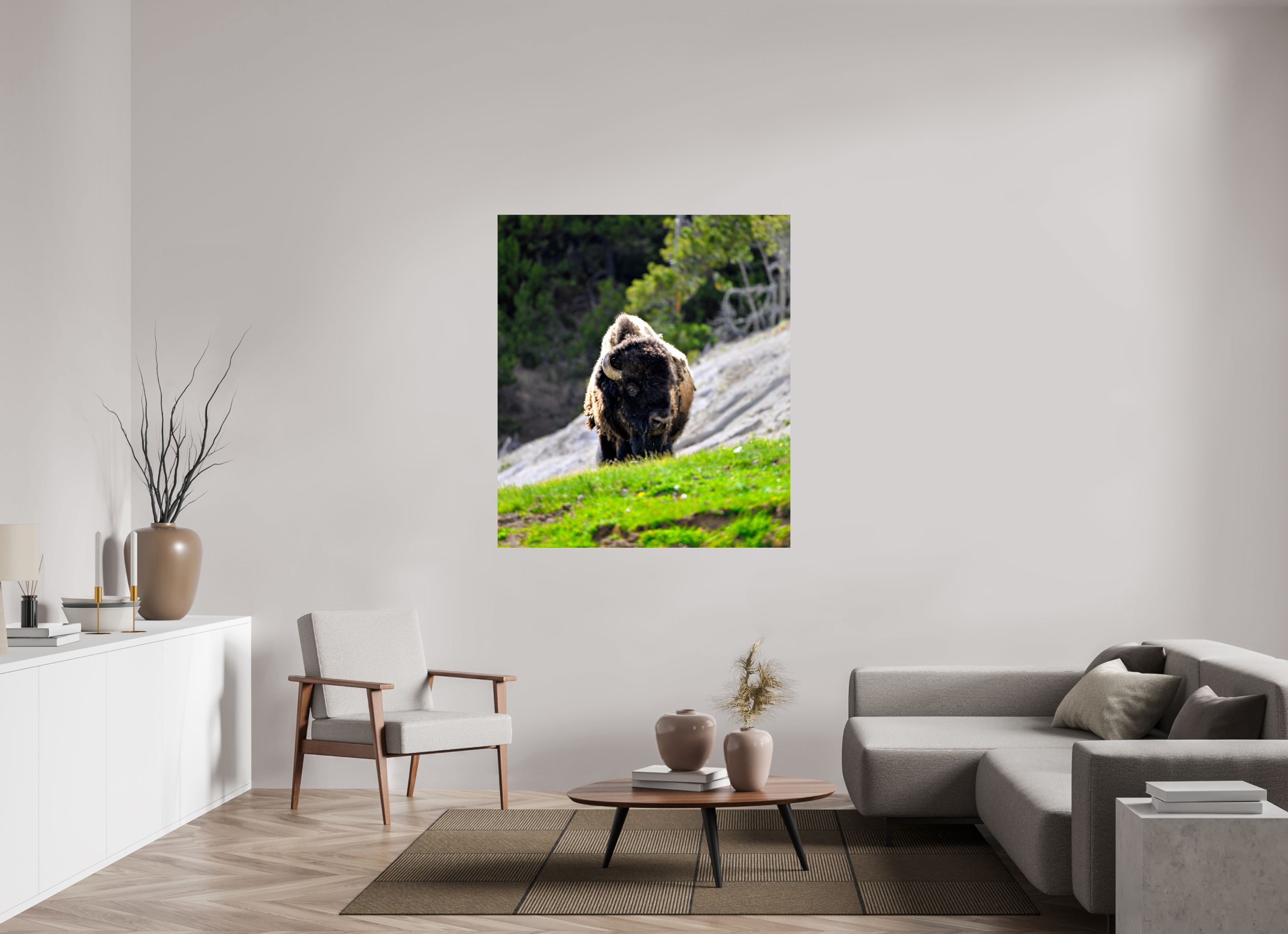47 x 53.5″, METAL Bison Portrait