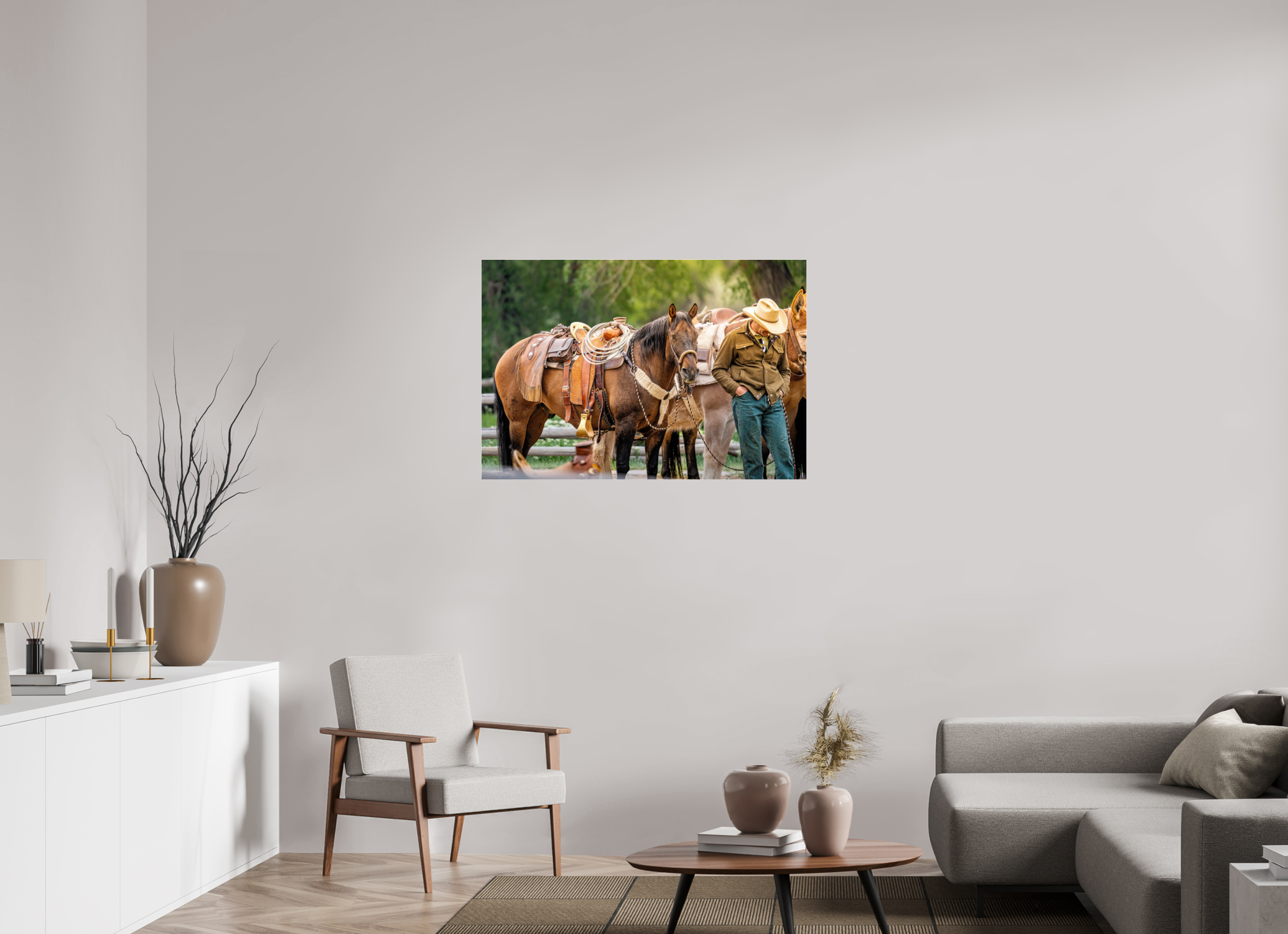 41.4 x 28″, ACRYLIC Forest Service at Pack Horse Races
