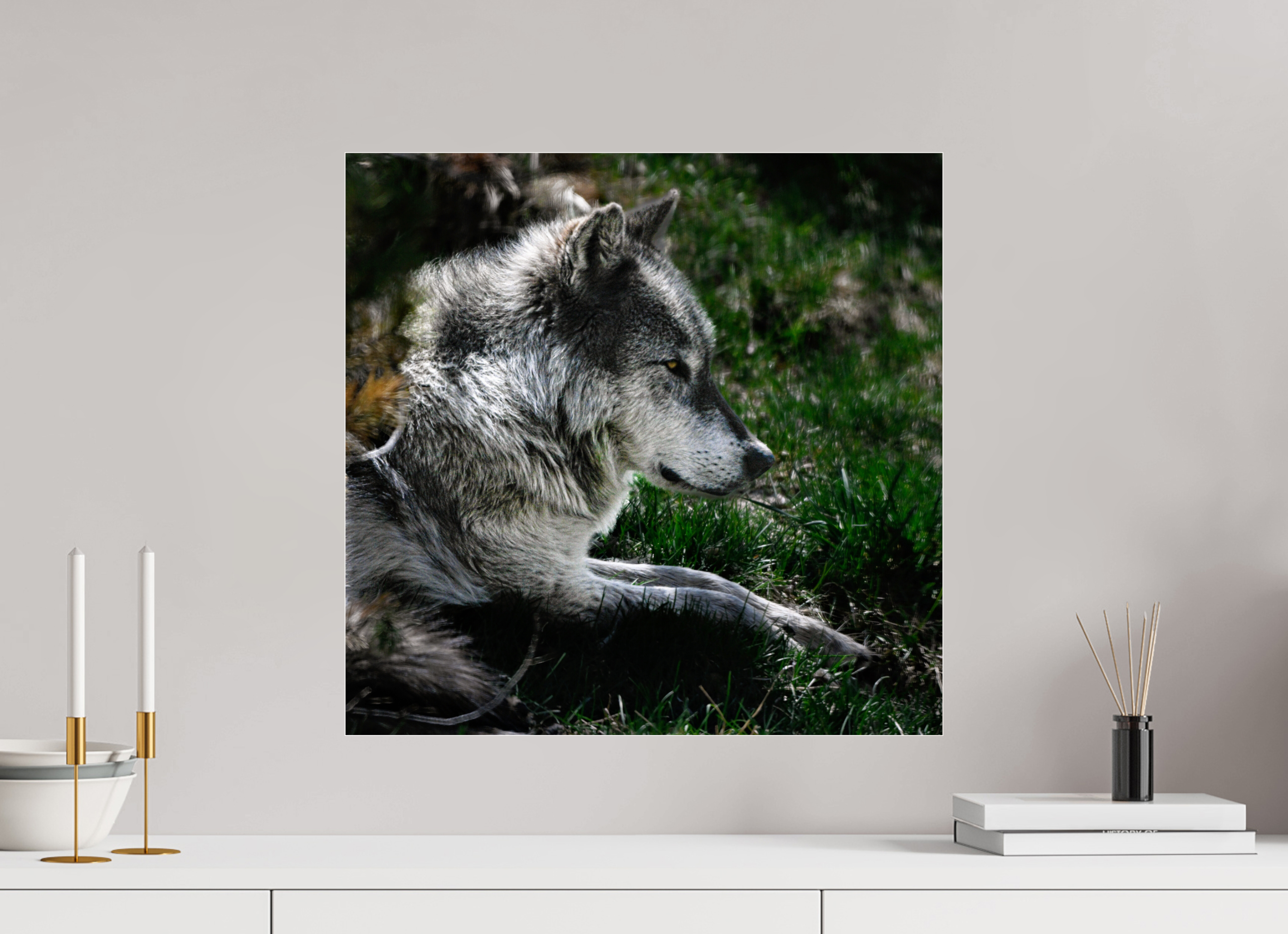 20.5 x 20″, ACRYLIC Wolf Side Profile
