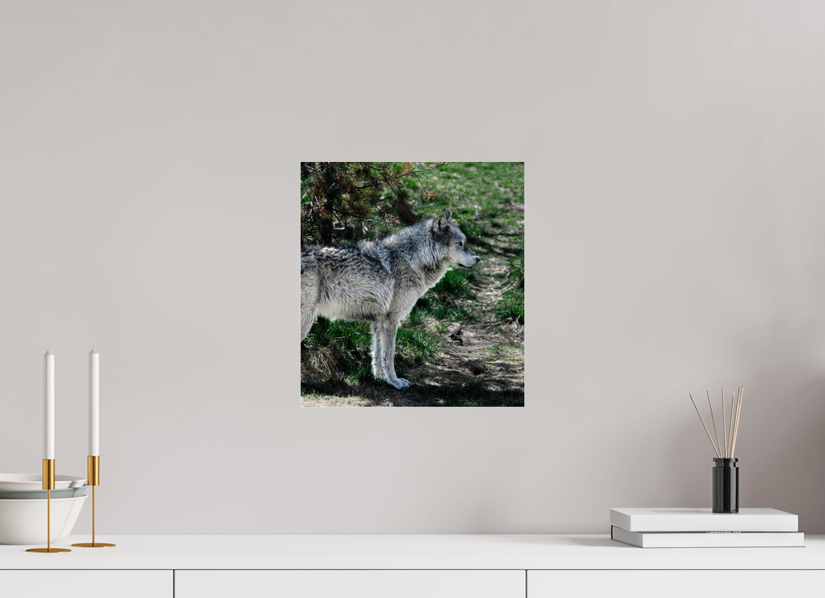 12 x 13.1″, ACRYLIC Wolf Standing