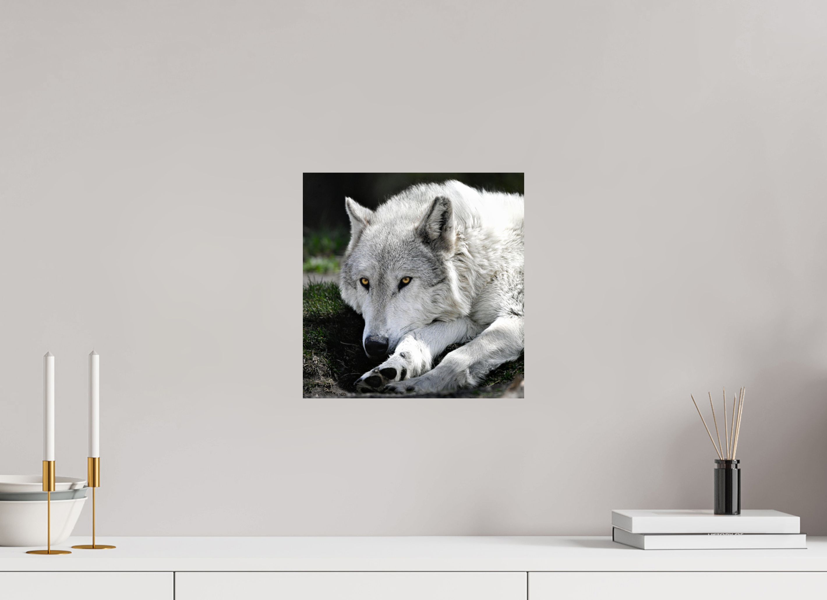 12 x 12.2″, PHOTO PAPER Wolf With Yellow Eyes