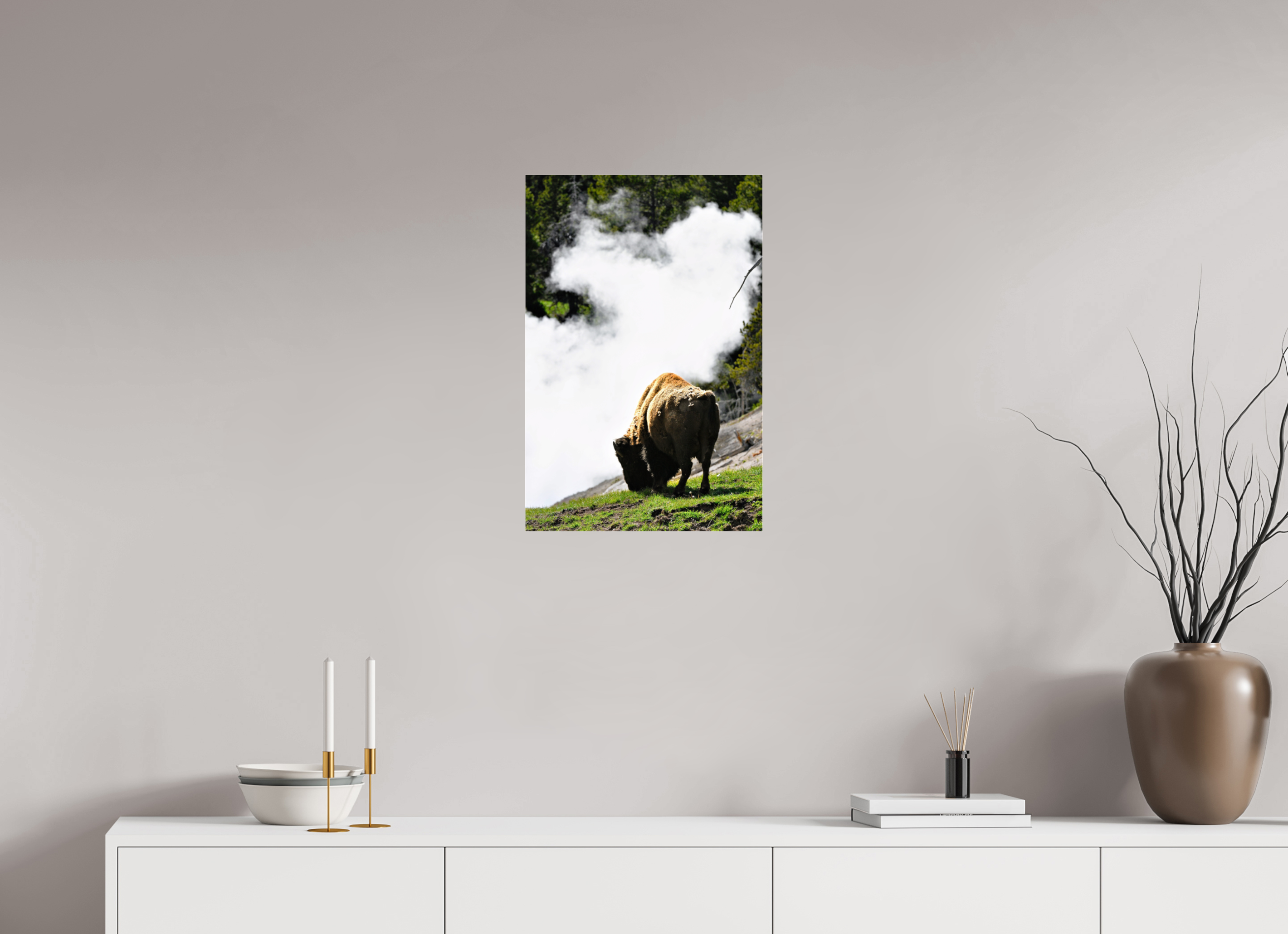 16 x 24″, ACRYLIC Bison Grazing