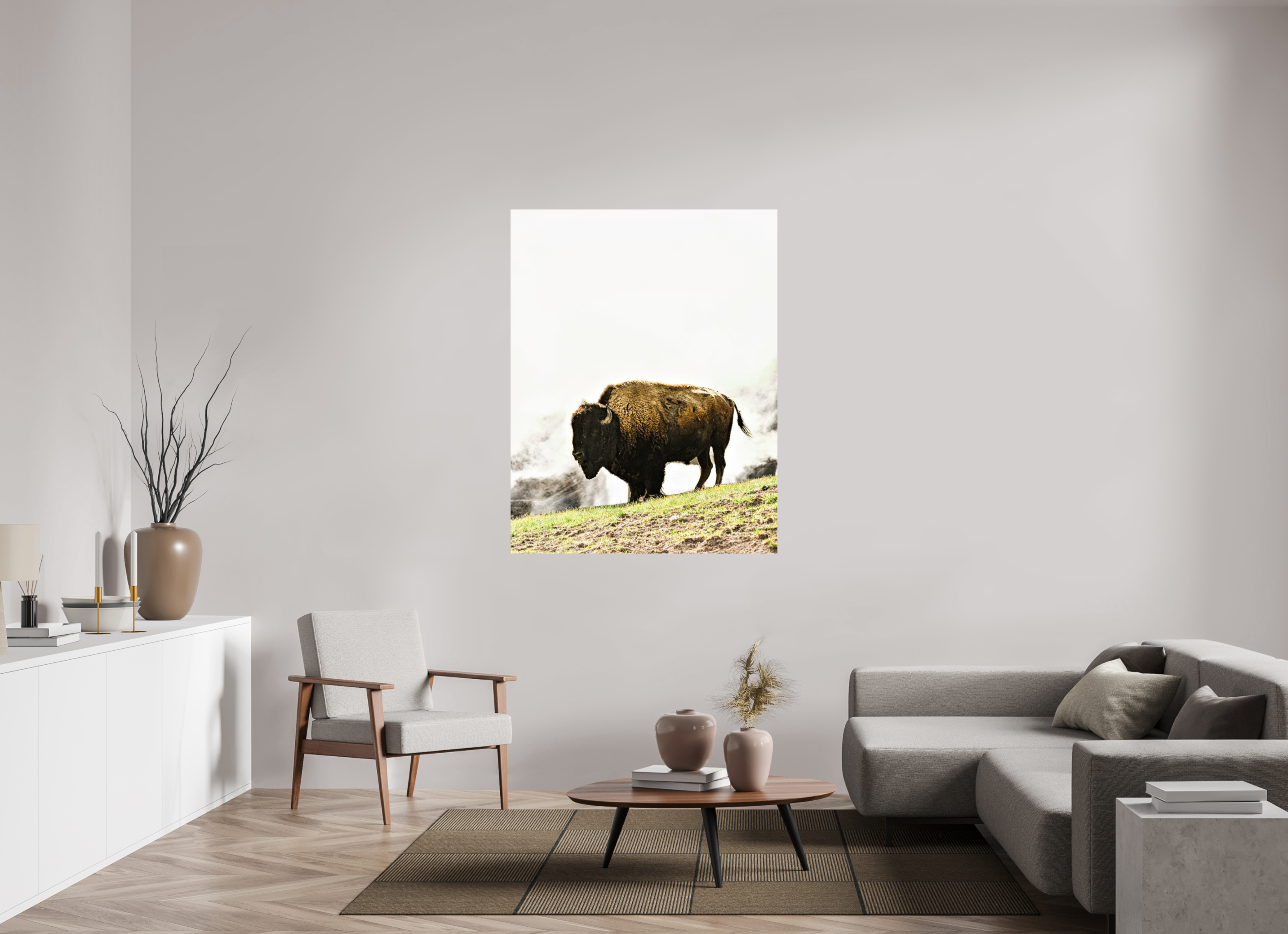 43 x 55.4″, PHOTO PAPER Bison with Steam