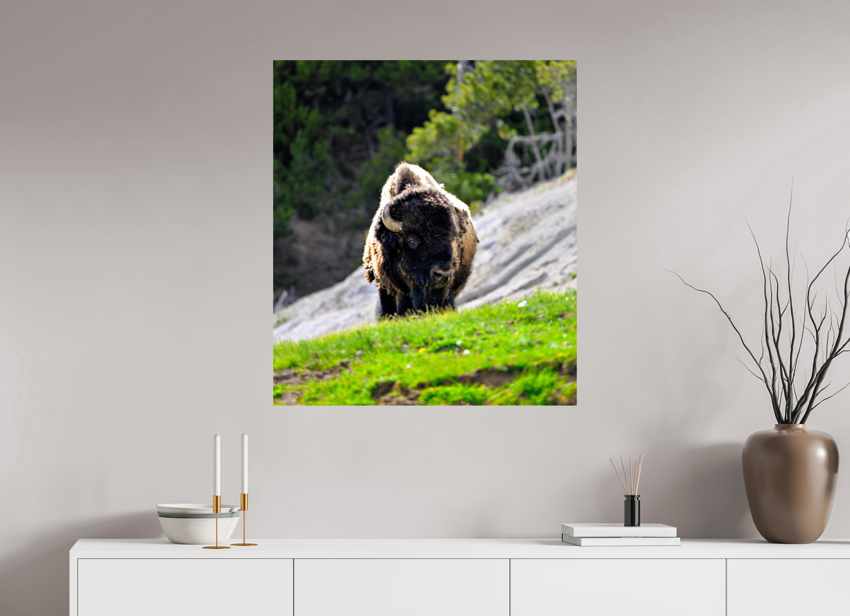 31 x 35.3″, METAL Bison Portrait