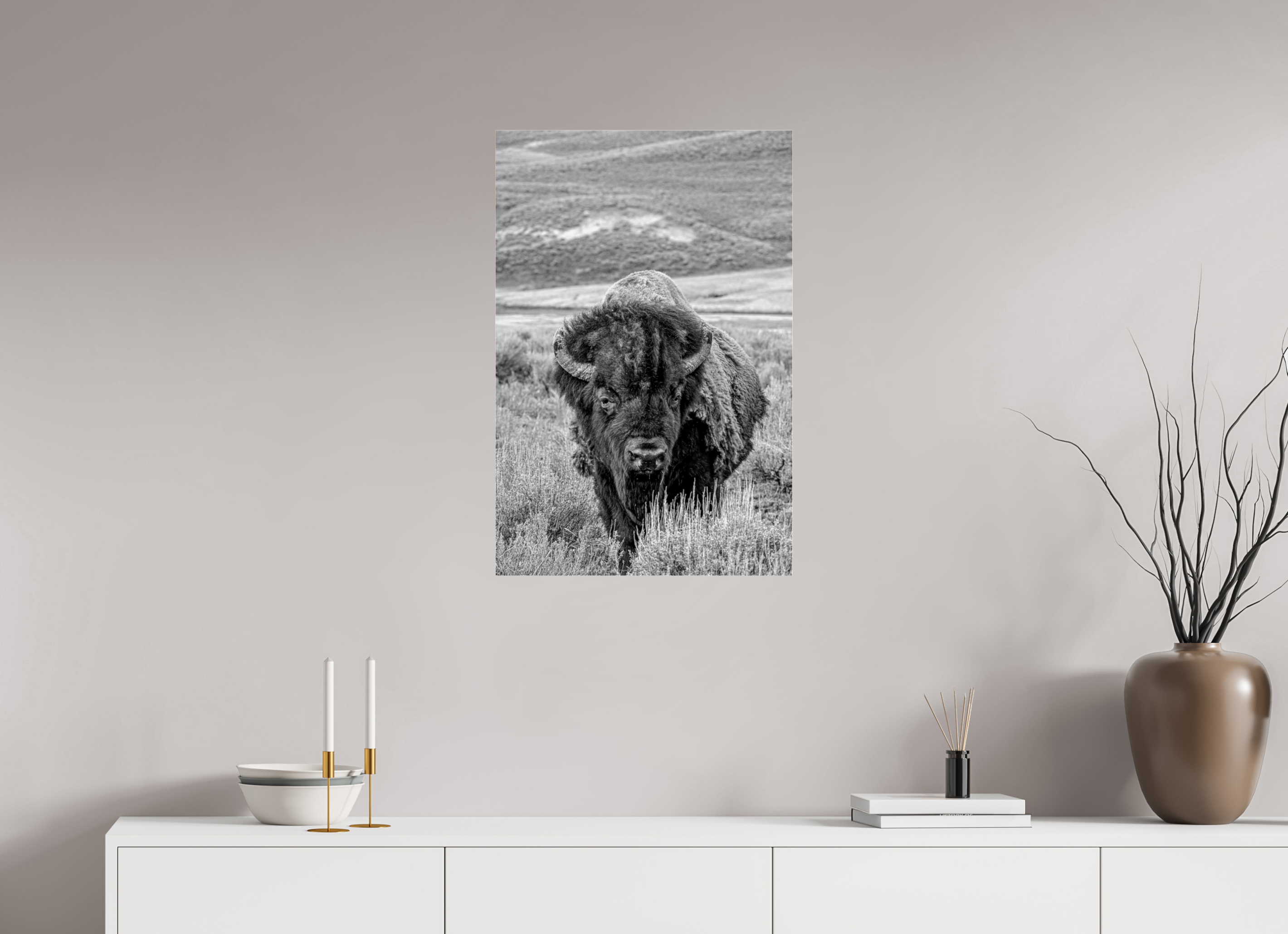 20 x 30″, ACRYLIC Monochrome Bison