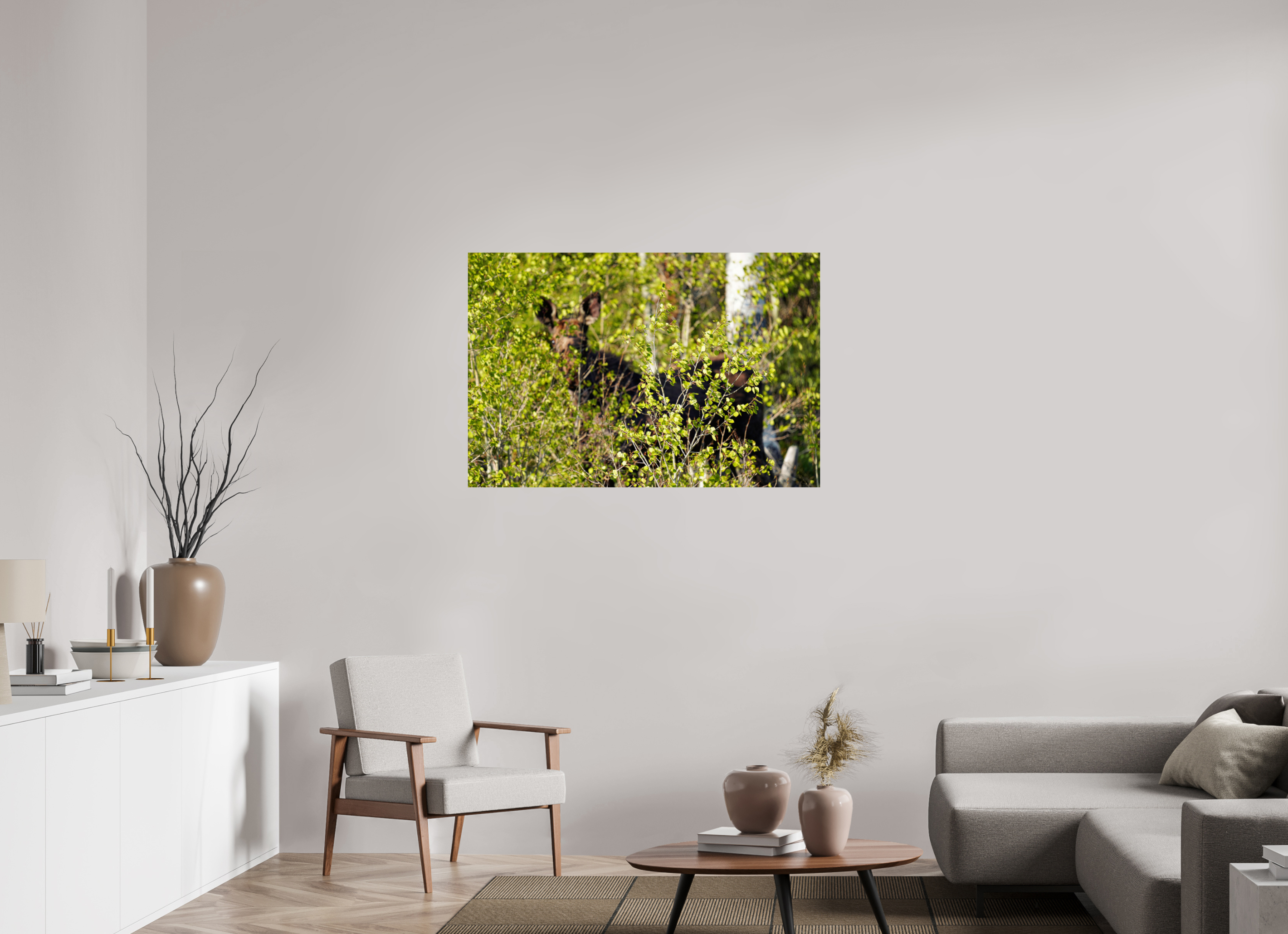 45 x 30″, PHOTO PAPER “Peek a Boo” Moose