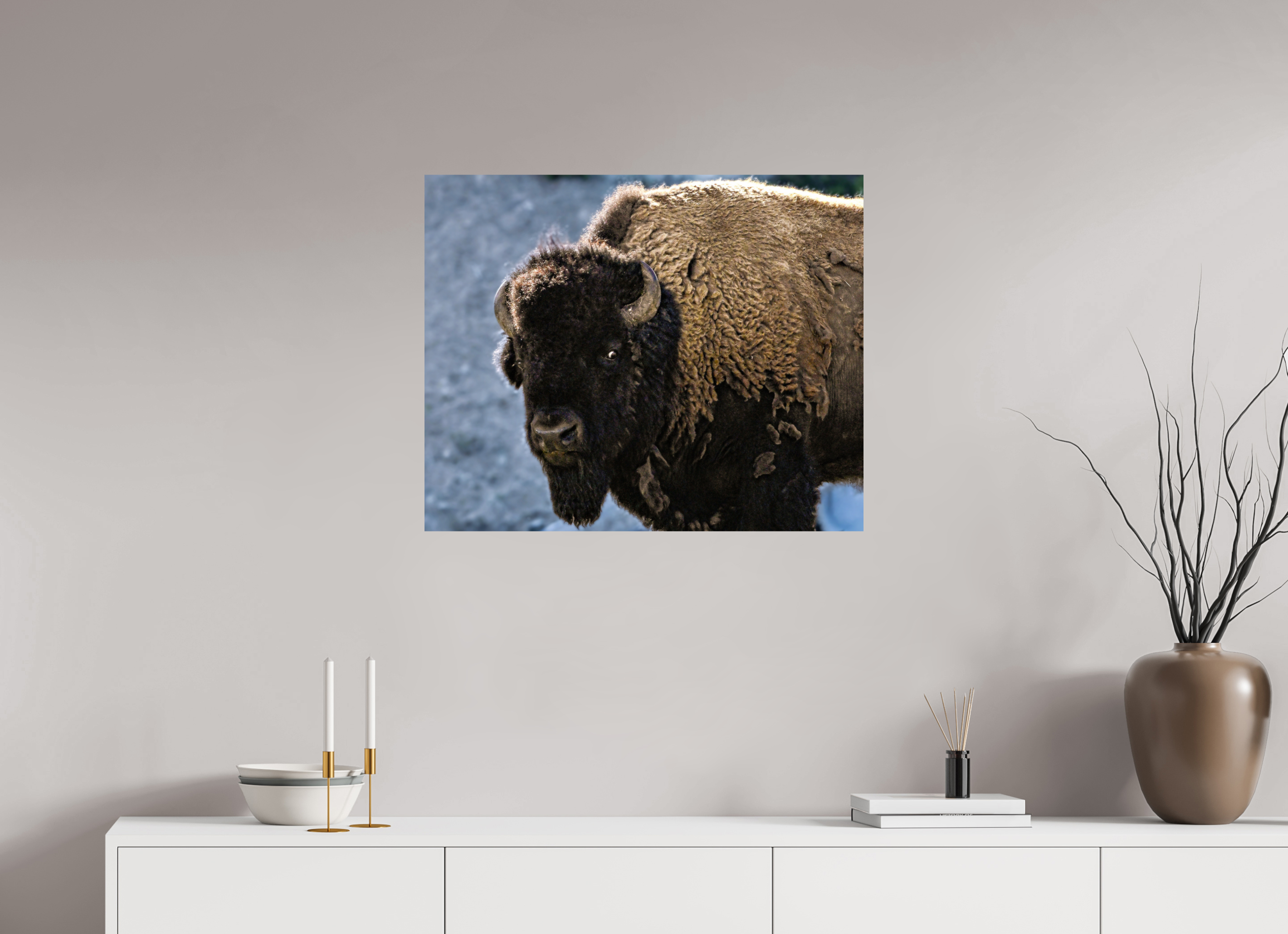 29.6 x 24″, METAL Bison Portrait