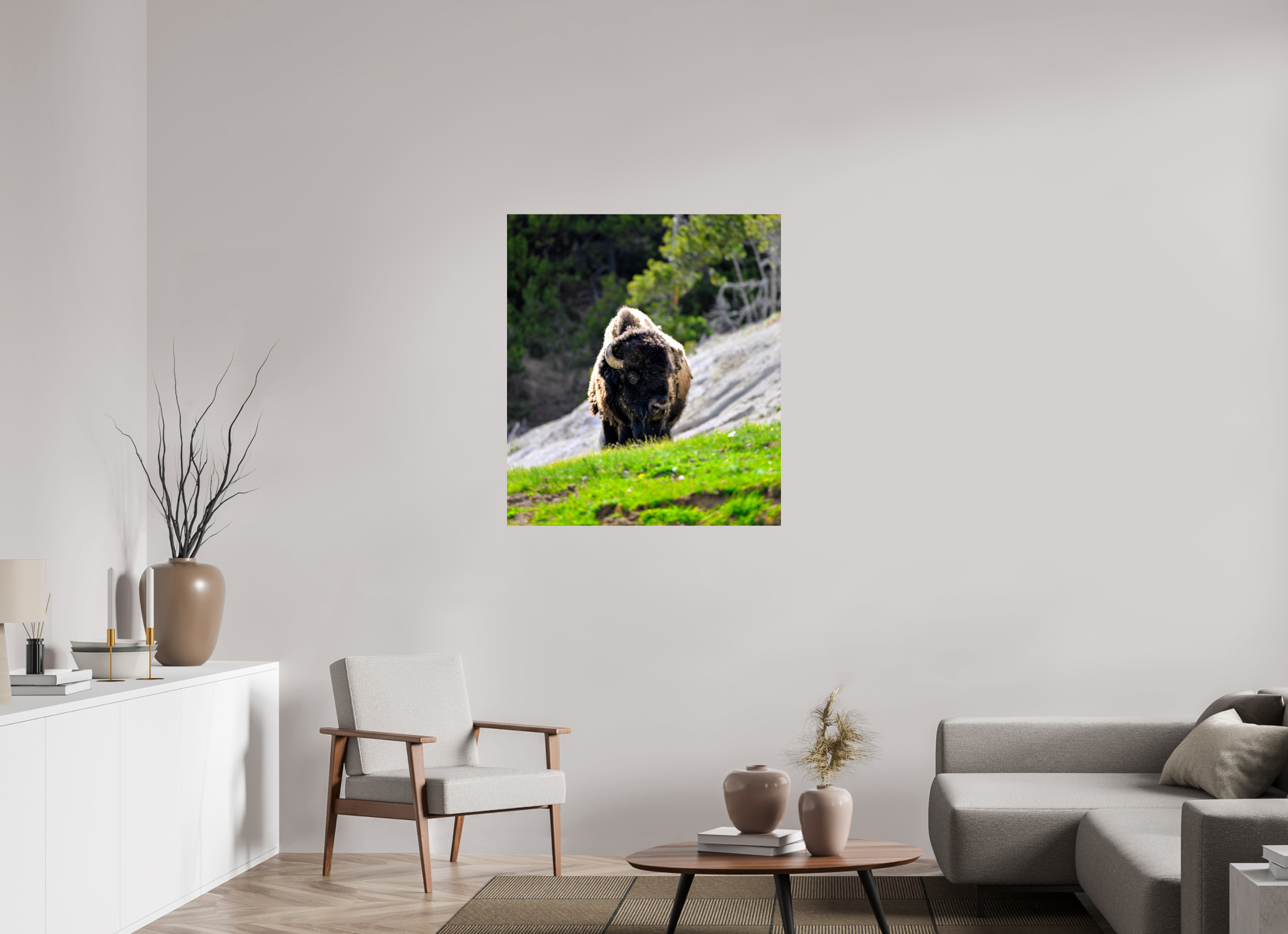 35 x 39.8″, PHOTO PAPER Bison Portrait