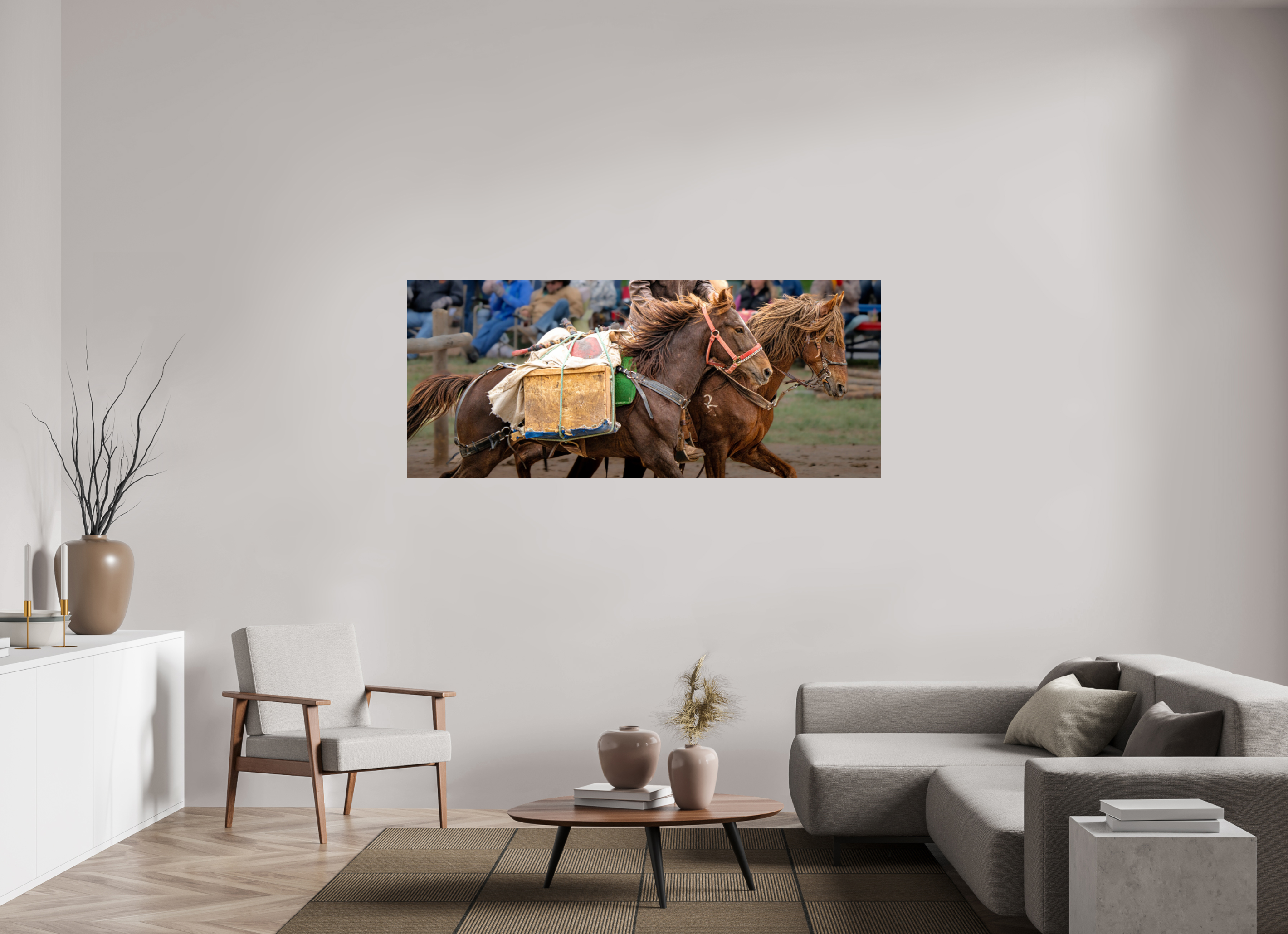 74.2 x 31″, METAL Pack Horses in Action