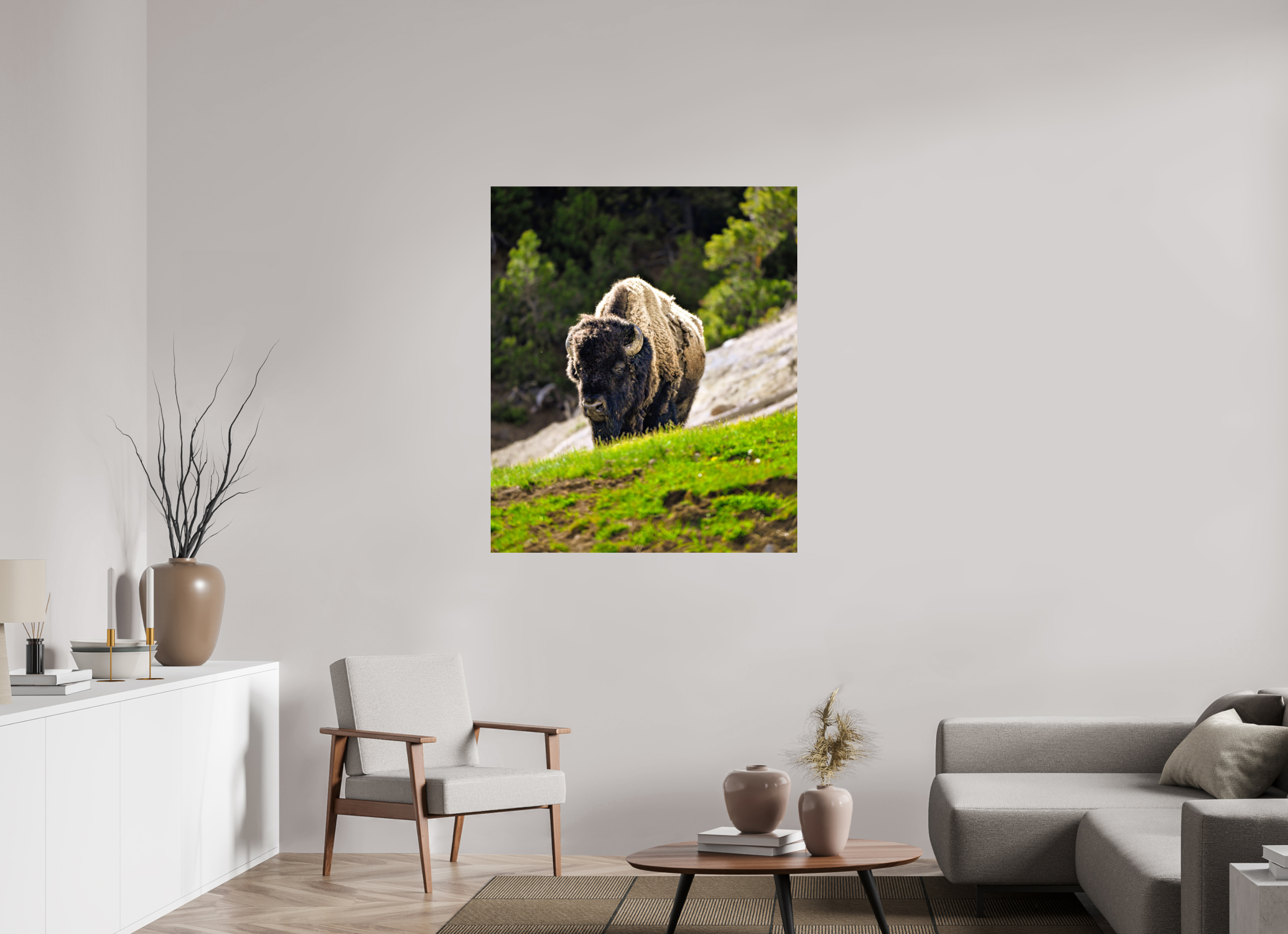39 x 46.6″, METAL Bison Portrait