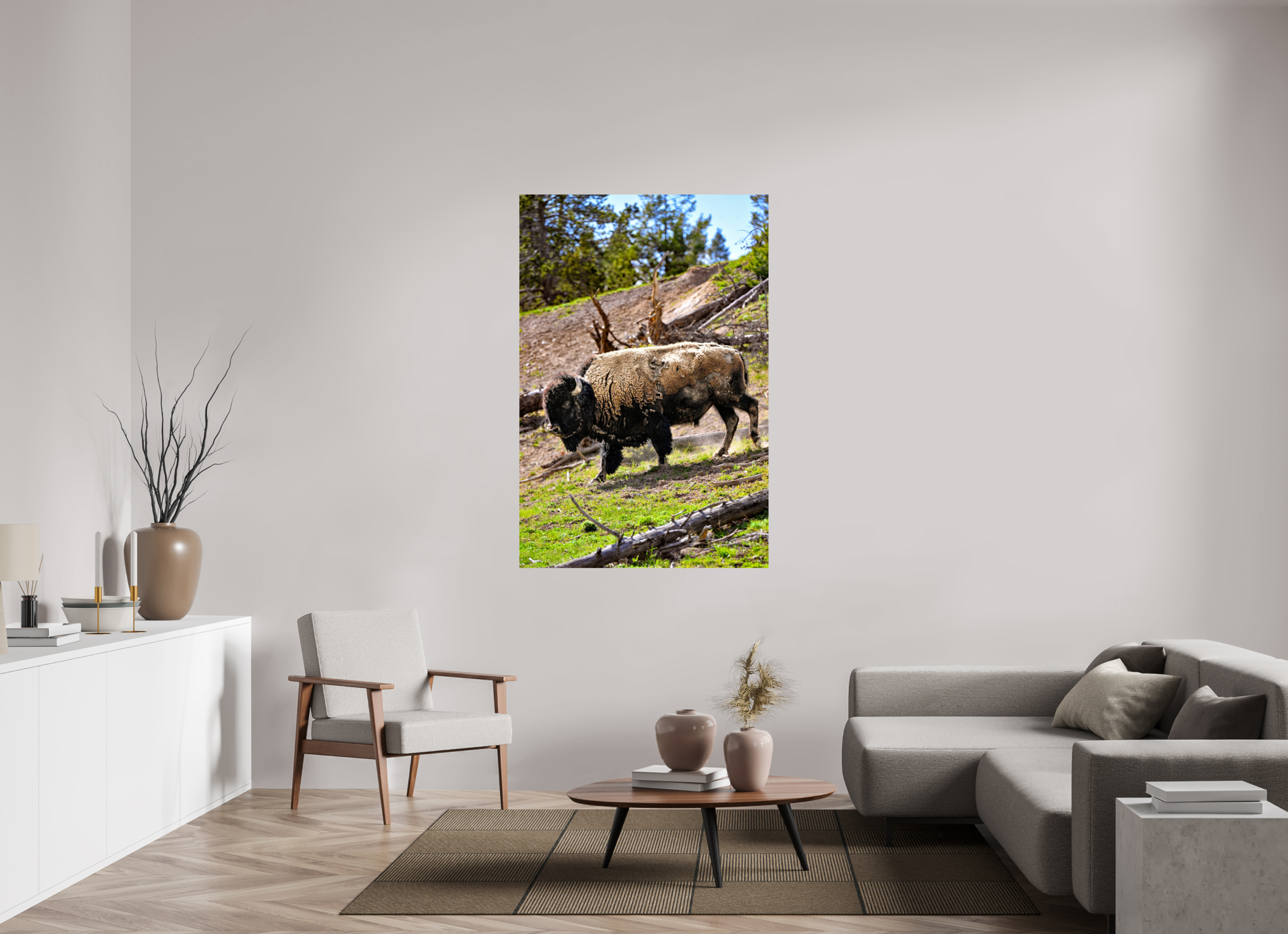 40 x 60″, METAL Bison Walking