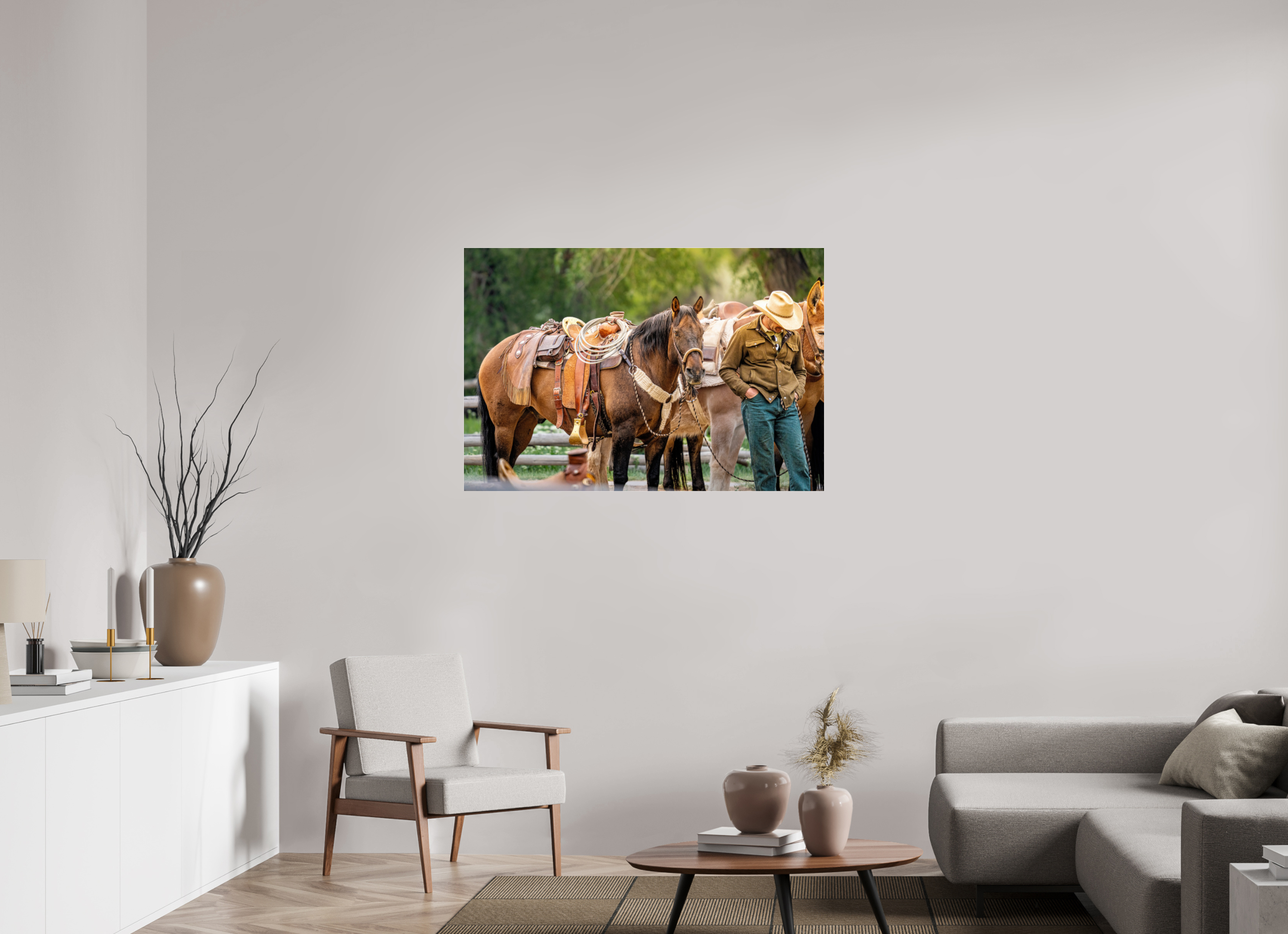 45.8 x 31″, ACRYLIC Forest Service at Pack Horse Races