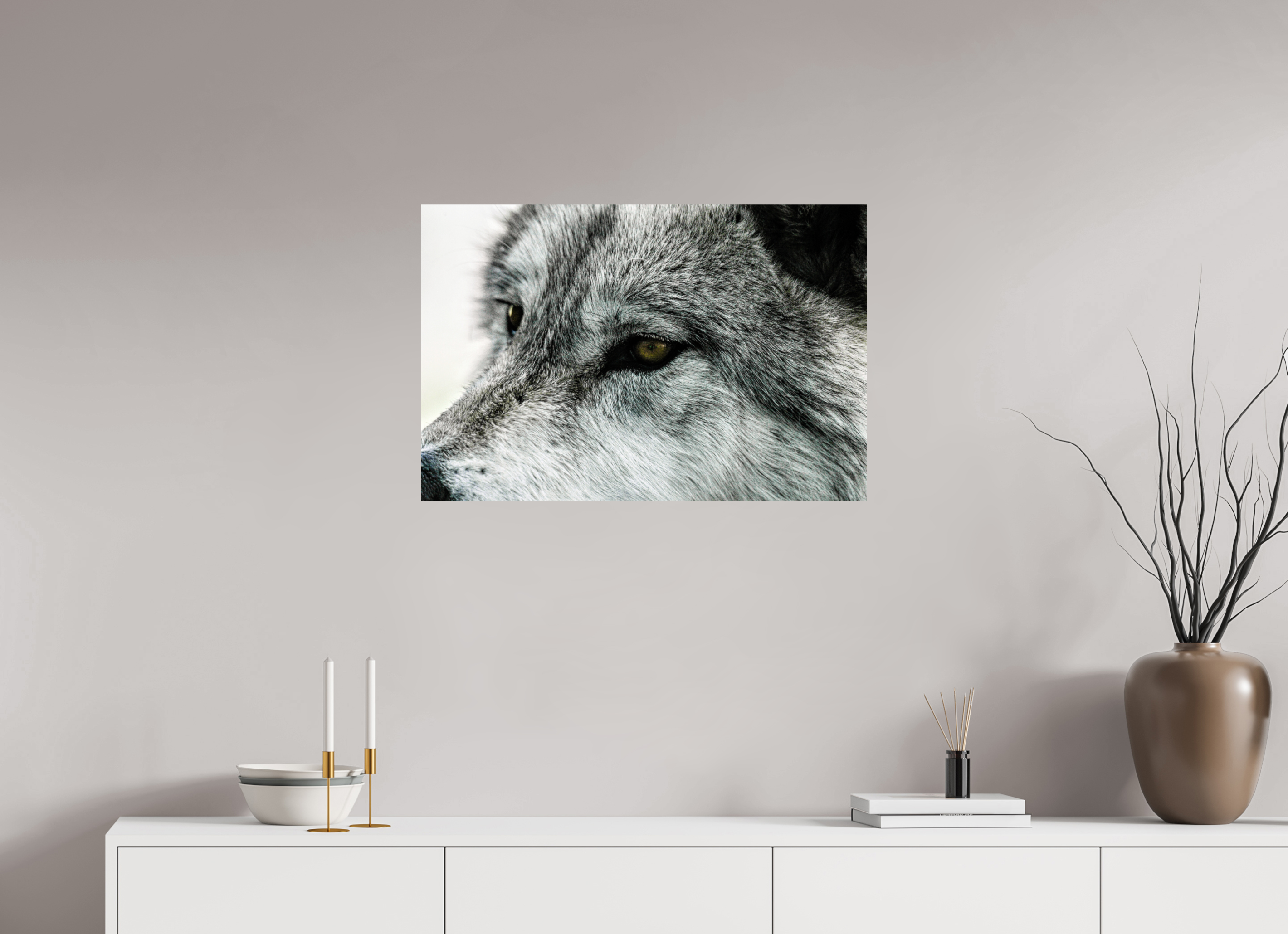30 x 20″, METAL Wolf Close Up