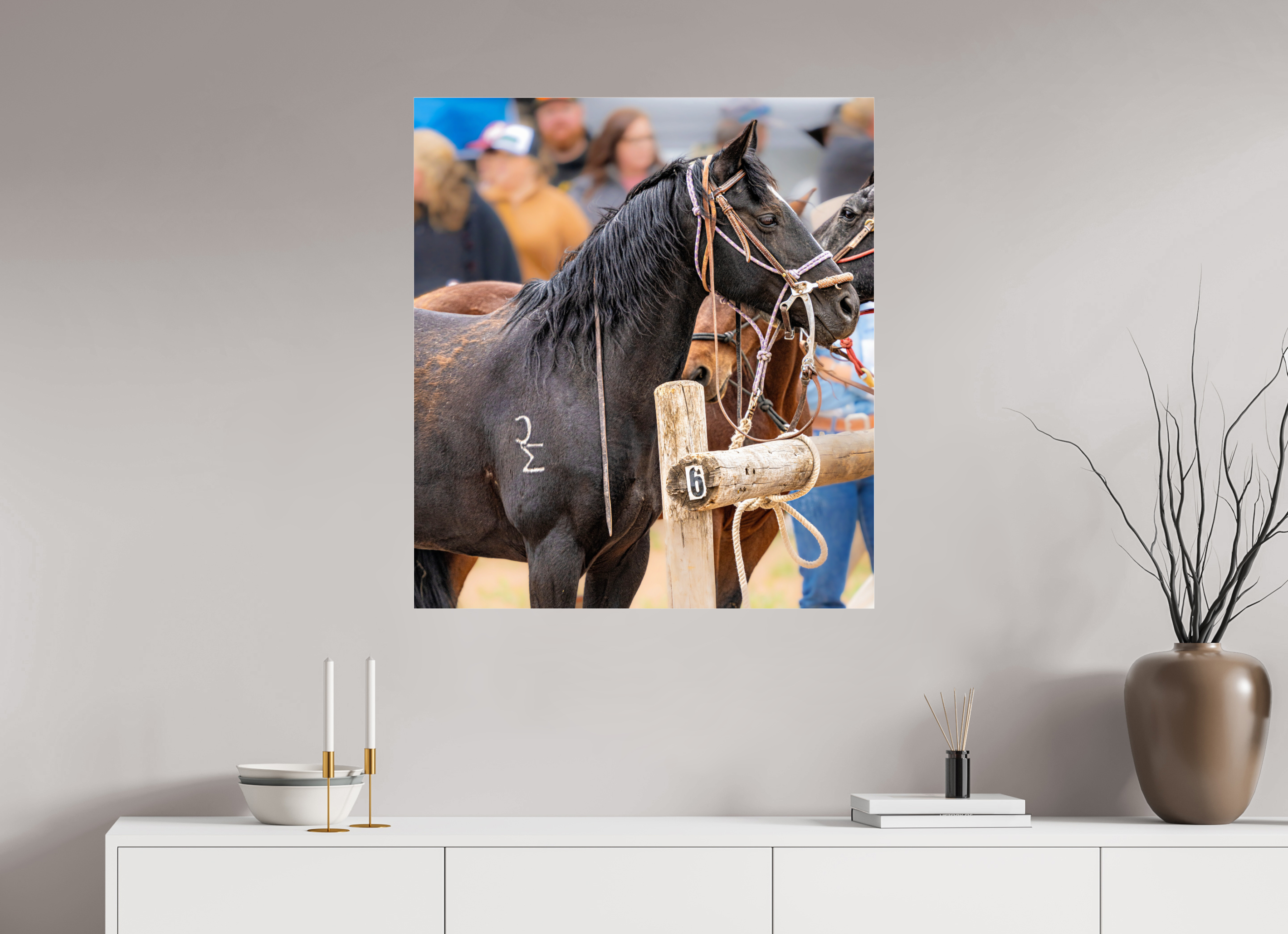31 x 34.4″, ACRYLIC Pack Horse Portrait 2
