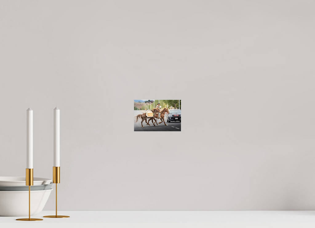 6 x 4″, PHOTO PAPER Pack Horses Crossing the Street