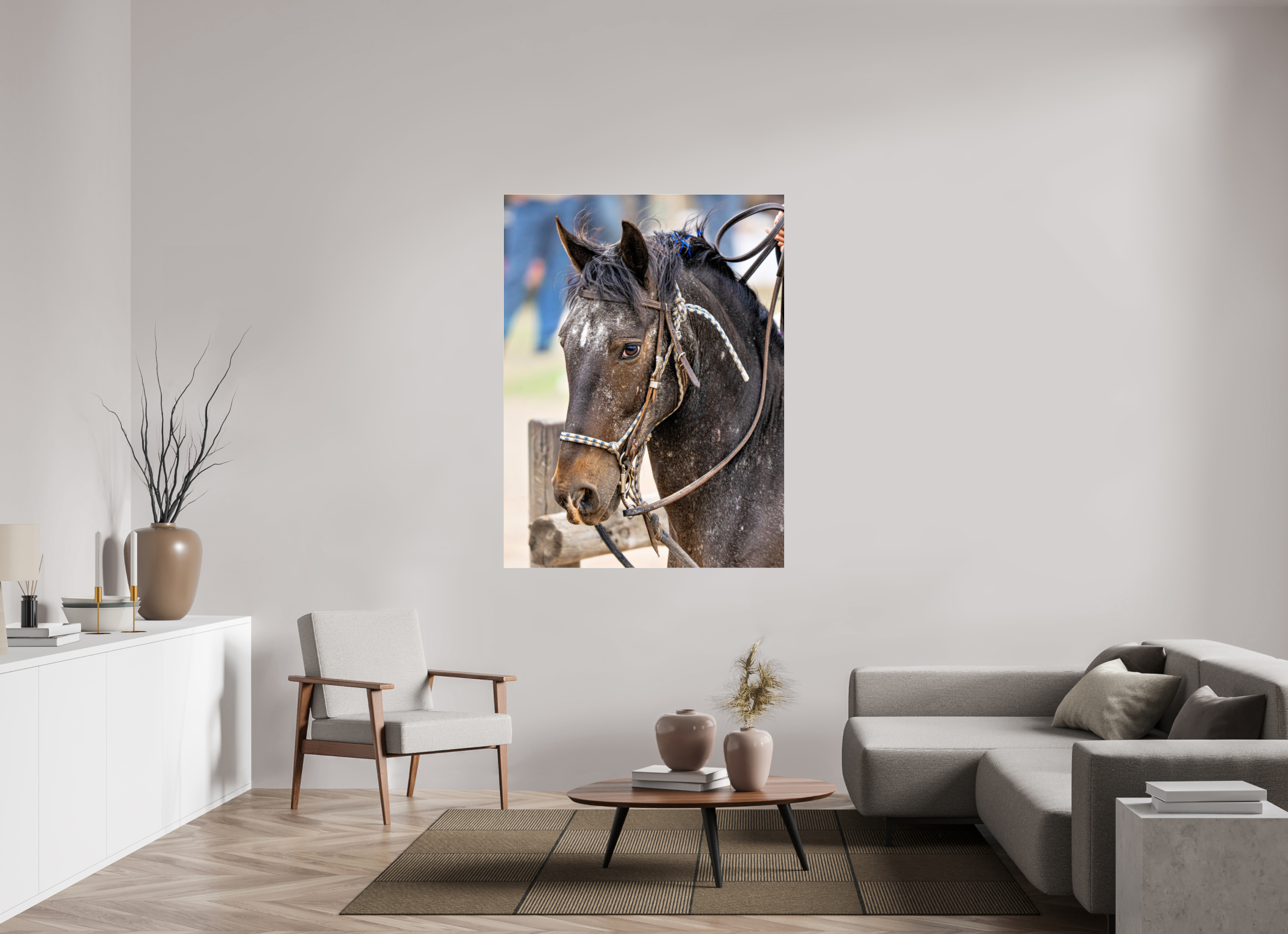 45 x 60″, ACRYLIC Pack Horse Portrait 1
