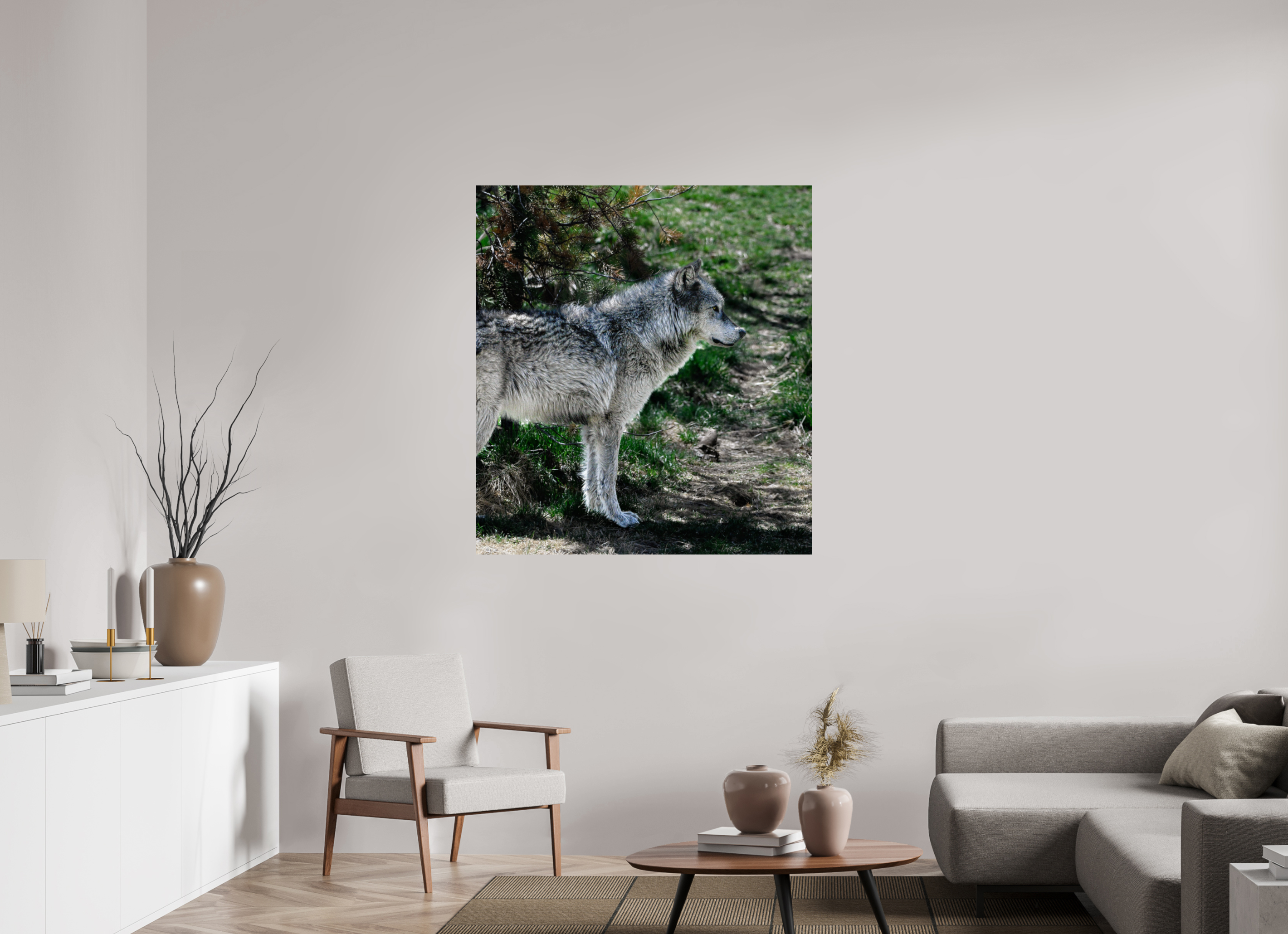 43 x 47.2″, PHOTO PAPER Wolf Standing