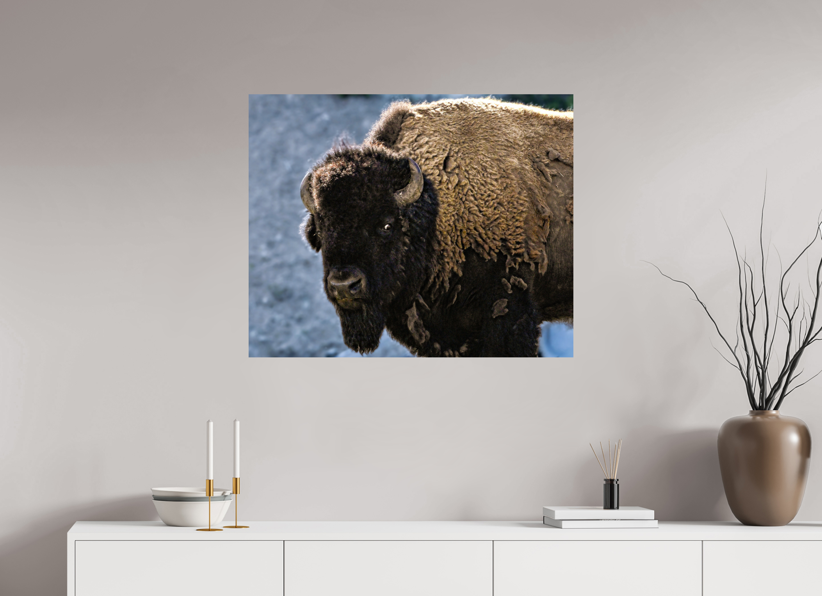 34.5 x 28″, PHOTO PAPER Bison Portrait