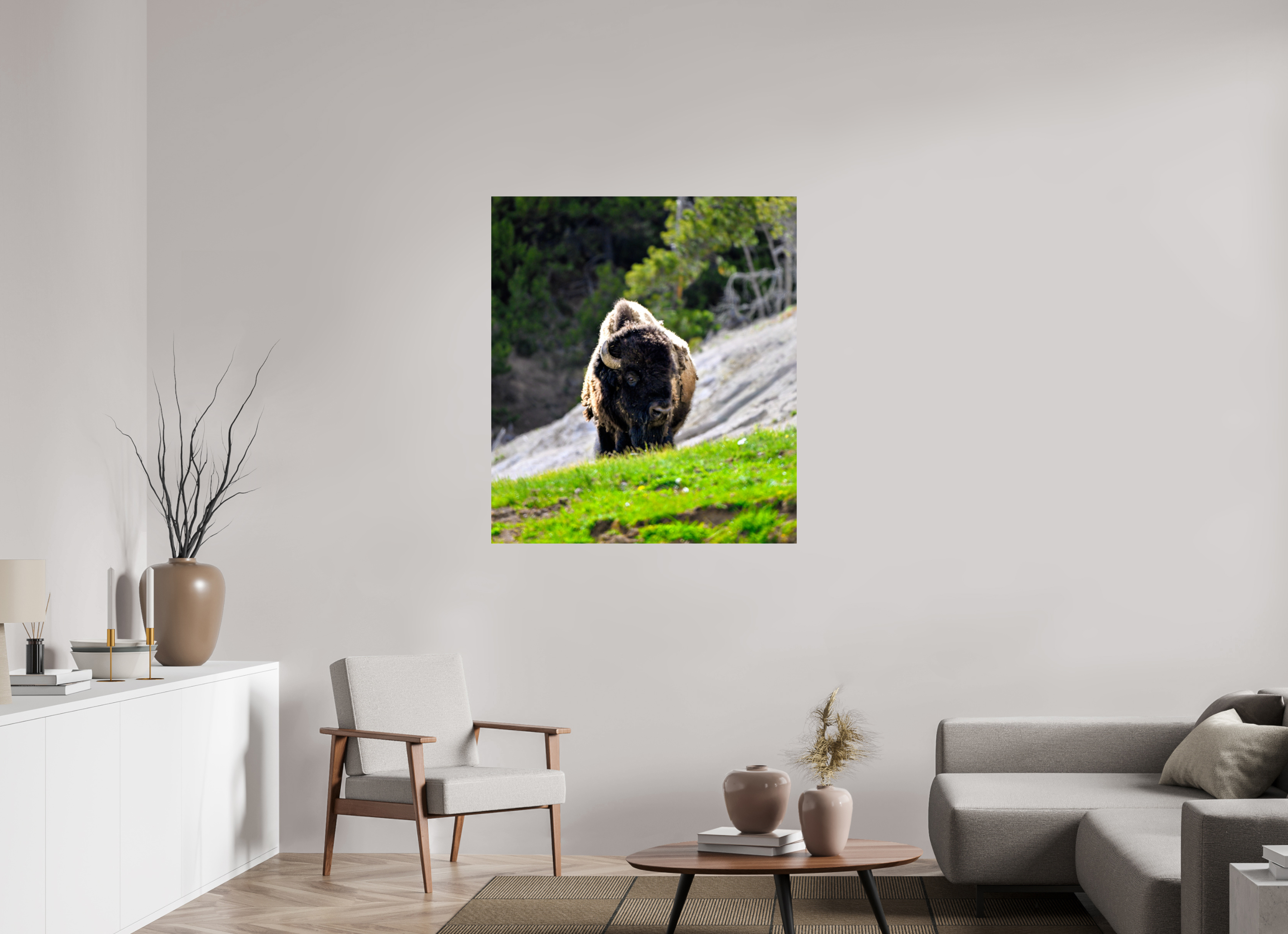 39 x 44.4″, PHOTO PAPER Bison Portrait
