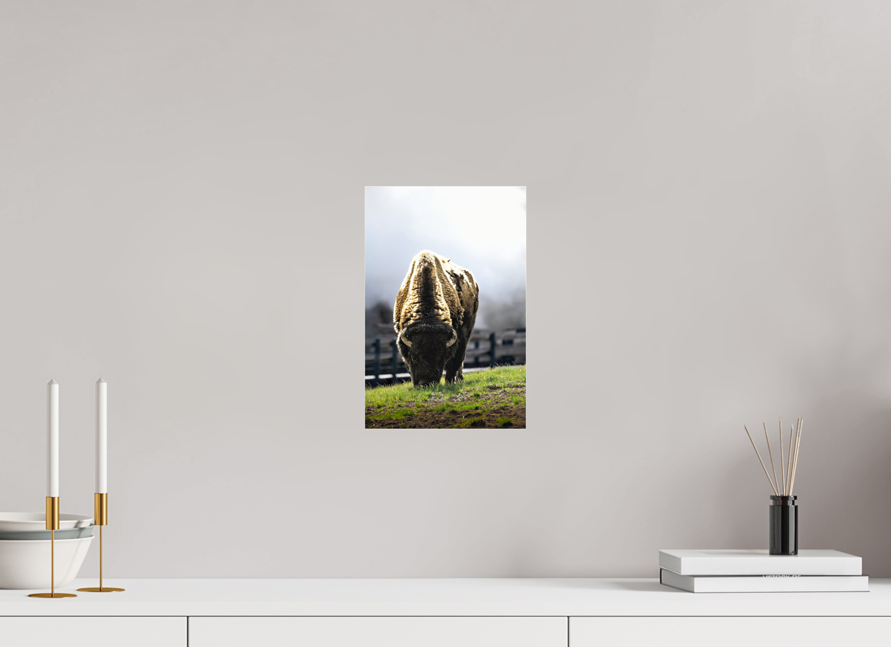 8 x 12″, ACRYLIC Bison Grazing