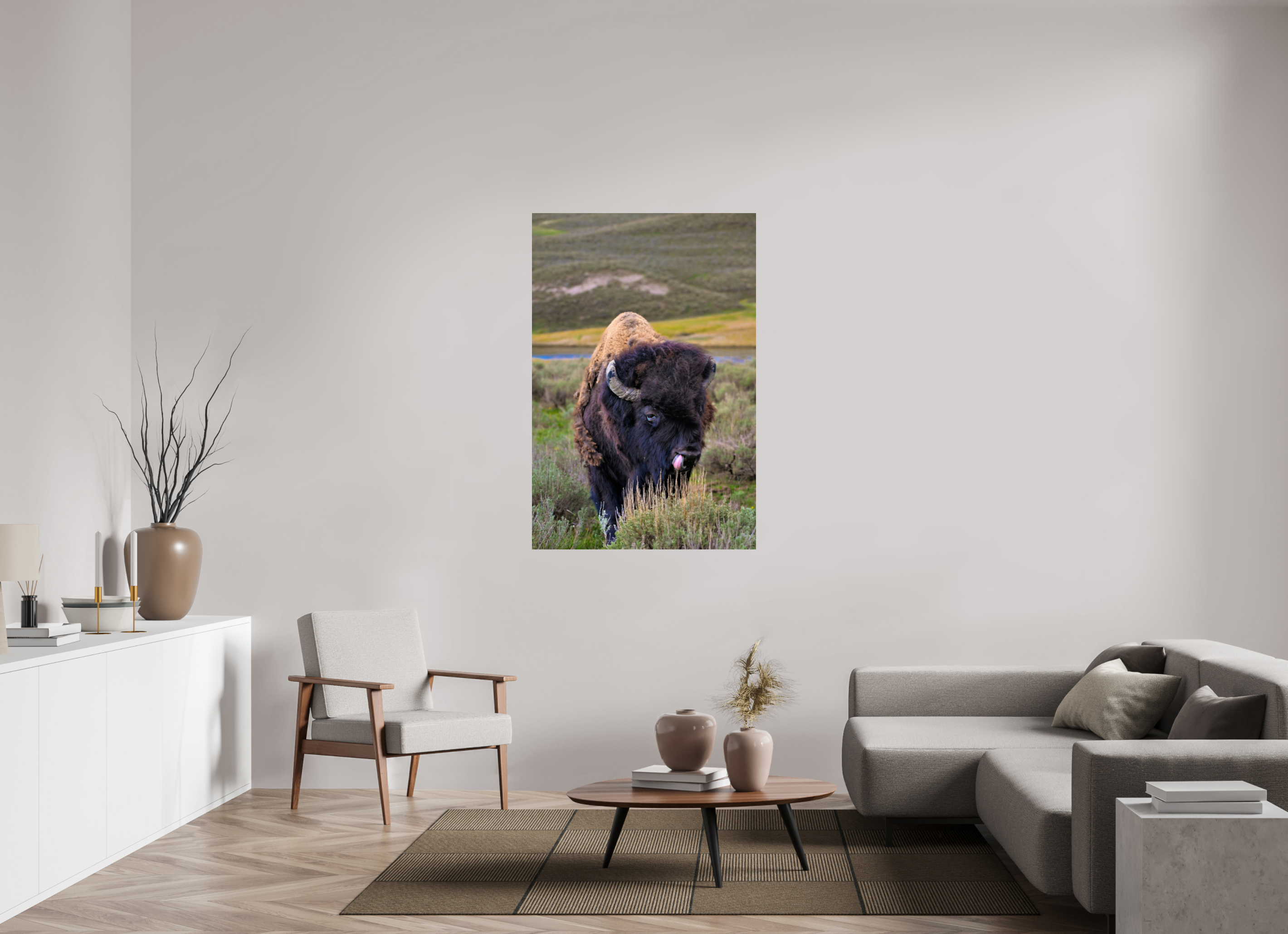 36 x 54″, METAL Bison with Tongue