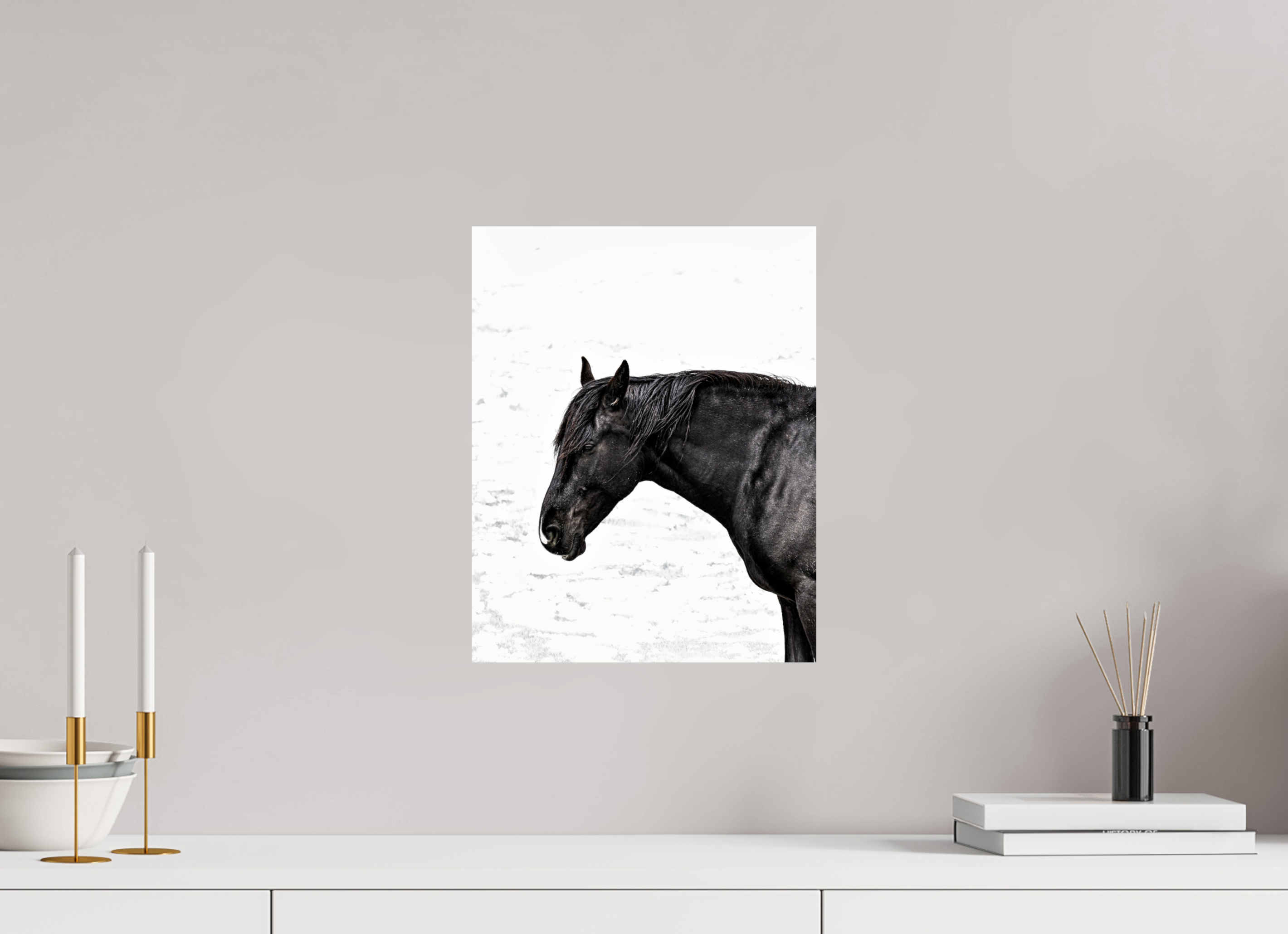 12 x 15.2″, PHOTO PAPER Horse Black and White Portrait