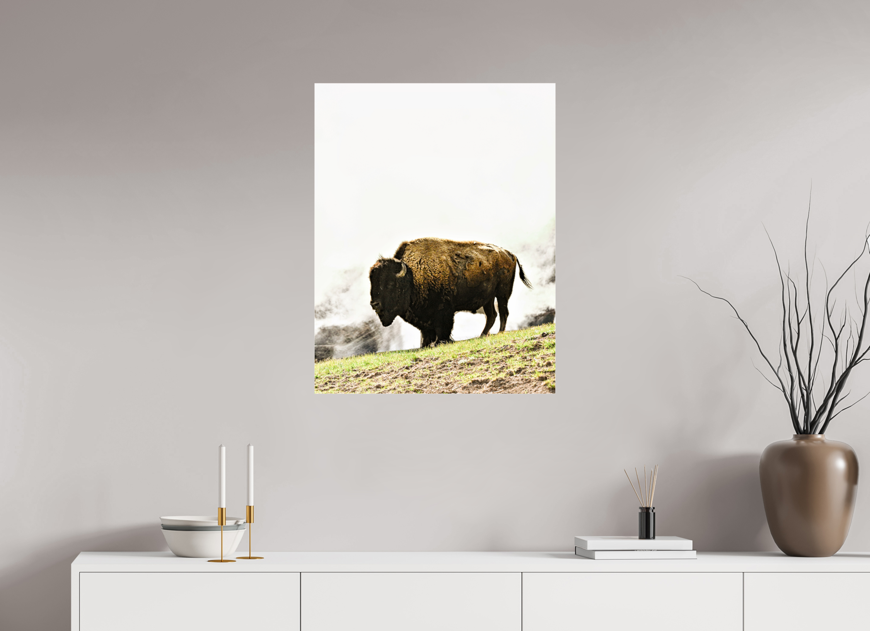 24 x 30.9″, ACRYLIC Bison with Steam