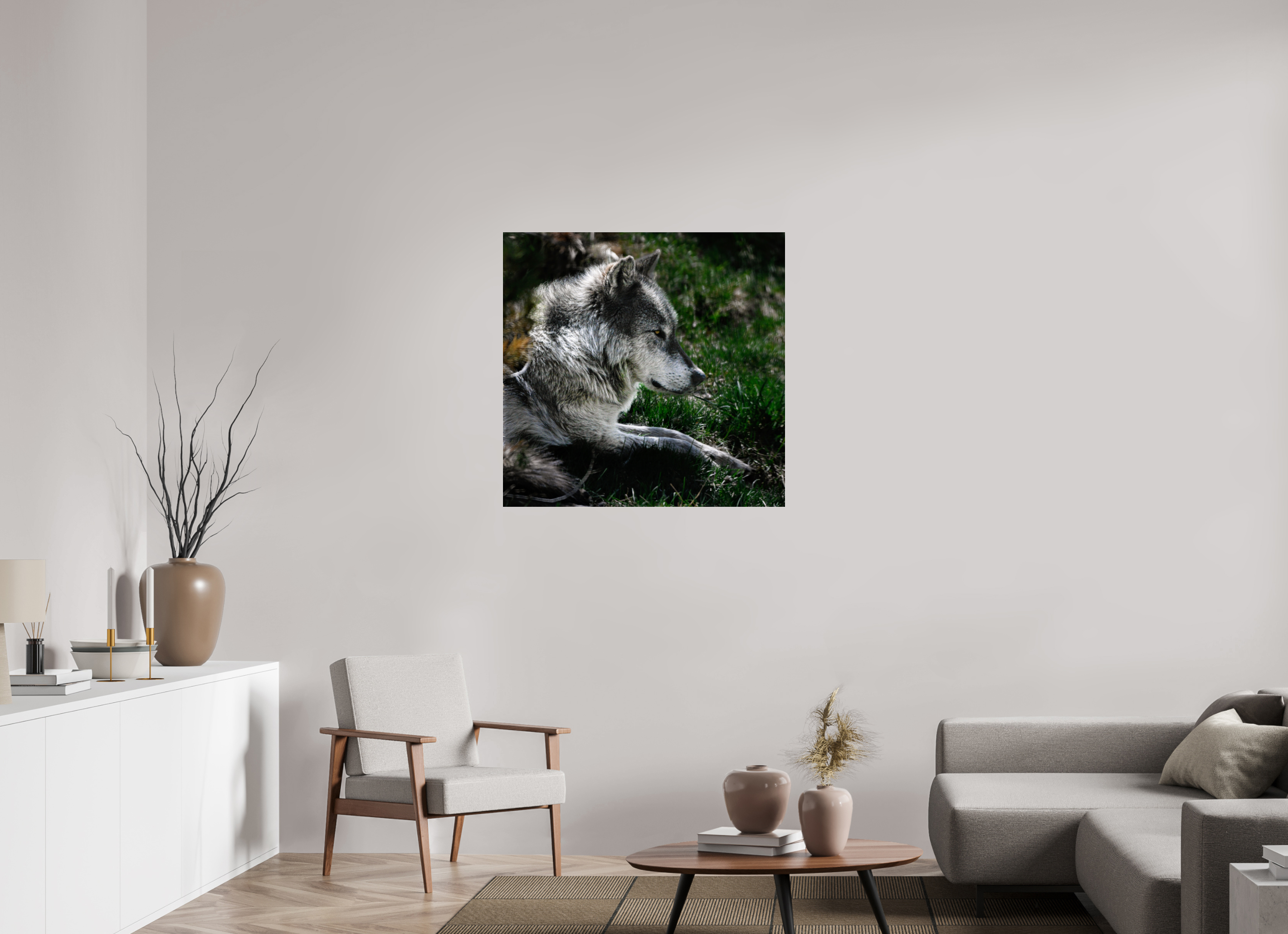 35.9 x 35″, ACRYLIC Wolf Side Profile